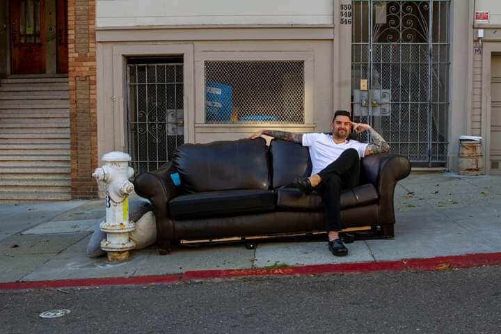 A couch left on the sidewalk that quickly becomes a place for an unexpected, and memorable meeting with another fellow human—to Marques, this is a classic Tenderloin moment.