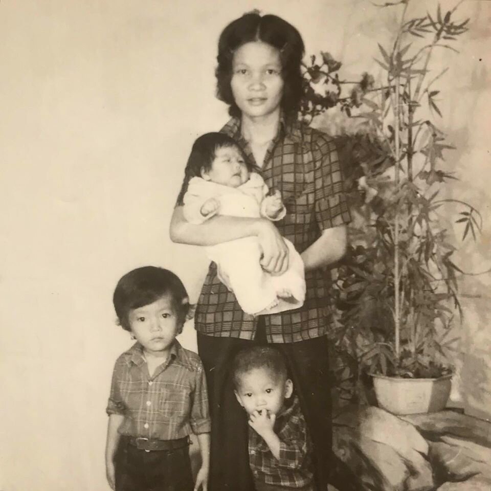 Caption: via Mong Thu’s Facebook: Here’s our mama young and fully loaded with three girls in Viet Nam, only to have a fourth 7 years later in America. Happy Mother’s Day to you and yours, but be sure to celebrate every day 💕