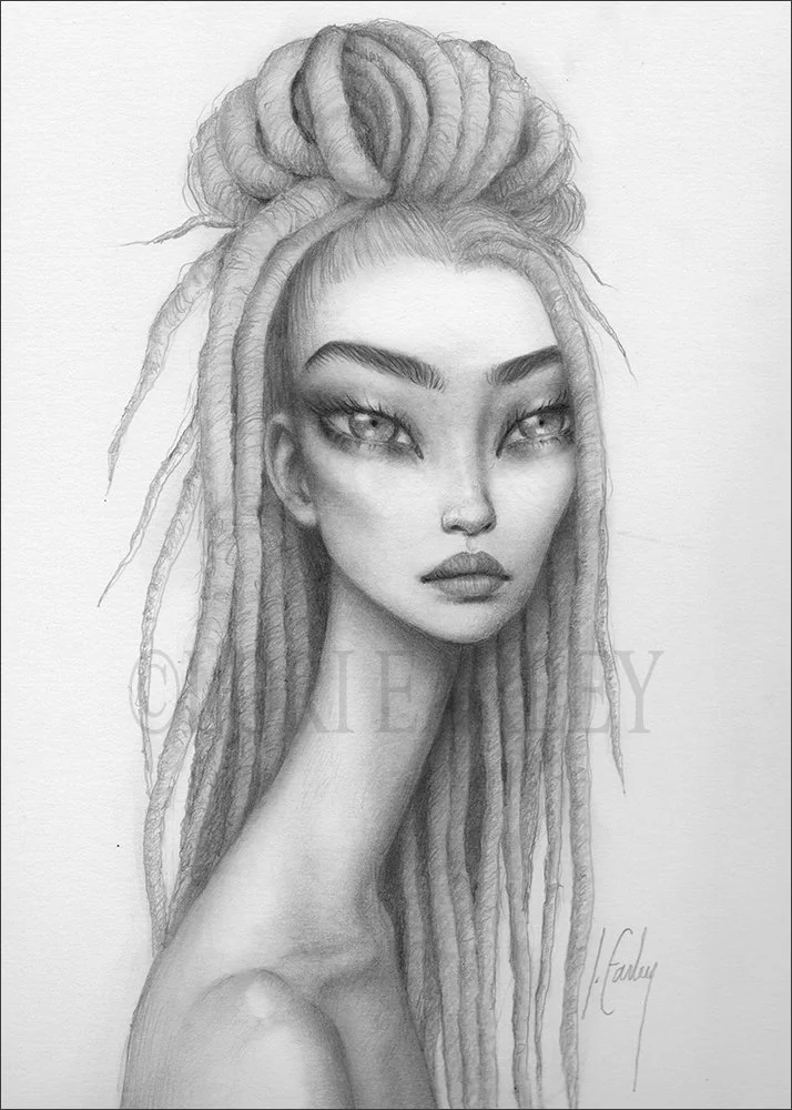 "Kiara", Graphite drawing on bristol board ©2022 Lori Earley