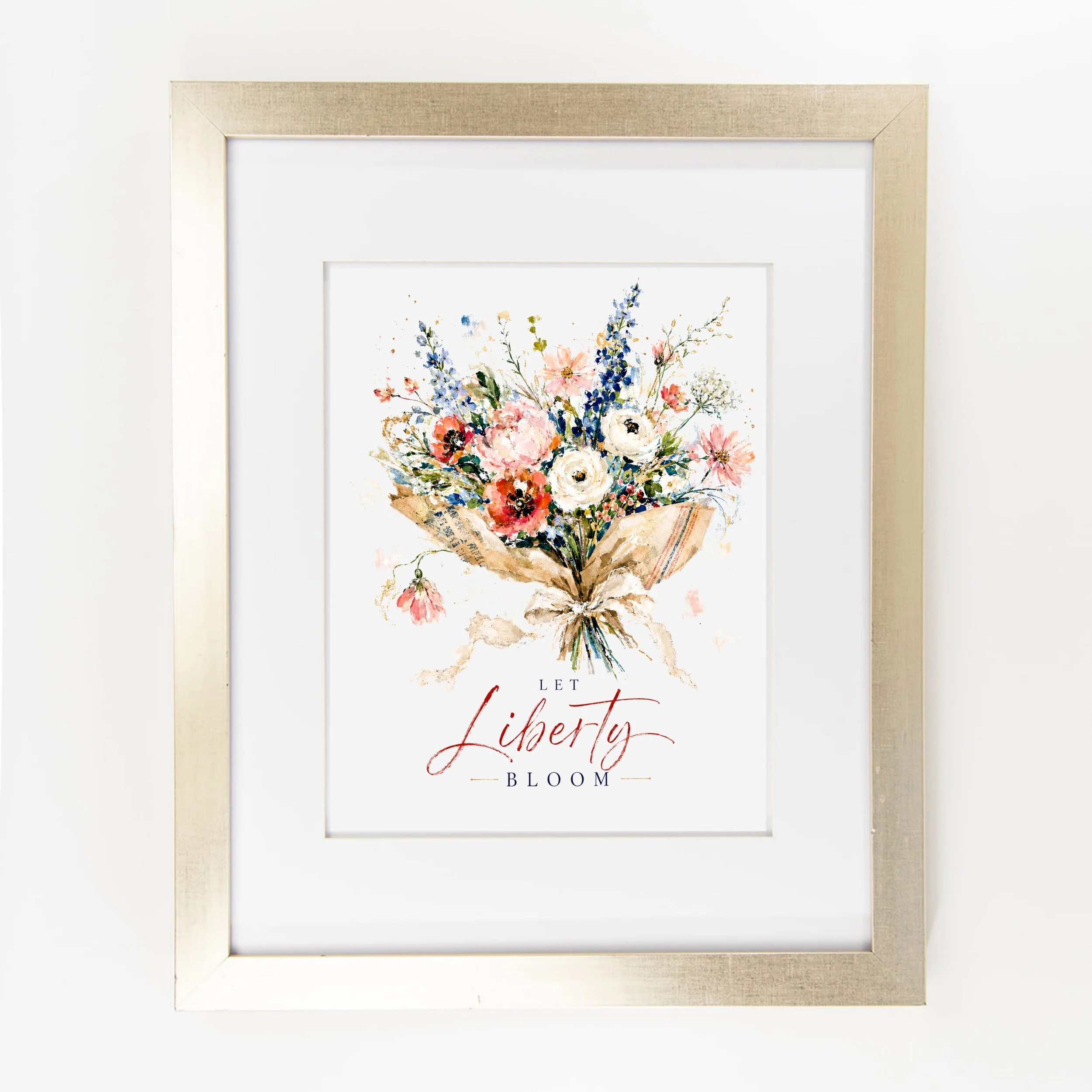 "Let Liberty Bloom" Patriotic Watercolor - 8 x 10 Watercolor Print