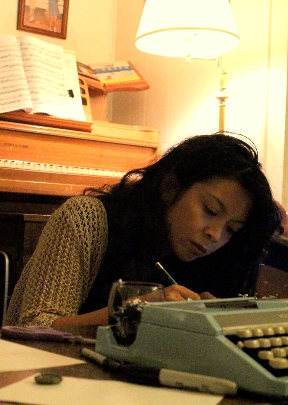 Paula working on a fresh zine at a spiderweb workshop c 2015/2016 