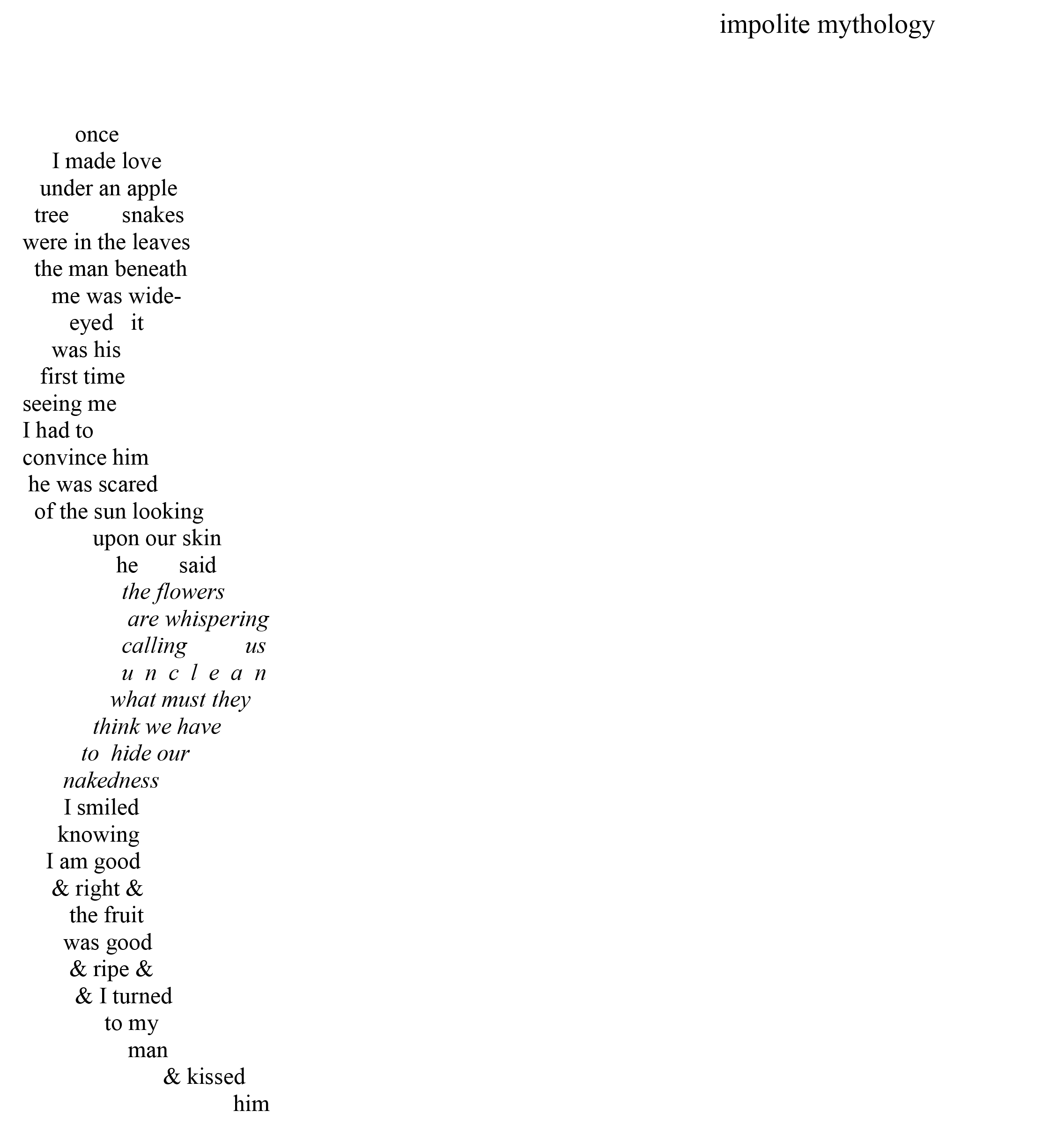 "impolite mythology" by Fatima-Ayan Malika Hirsi click here for the PDF version