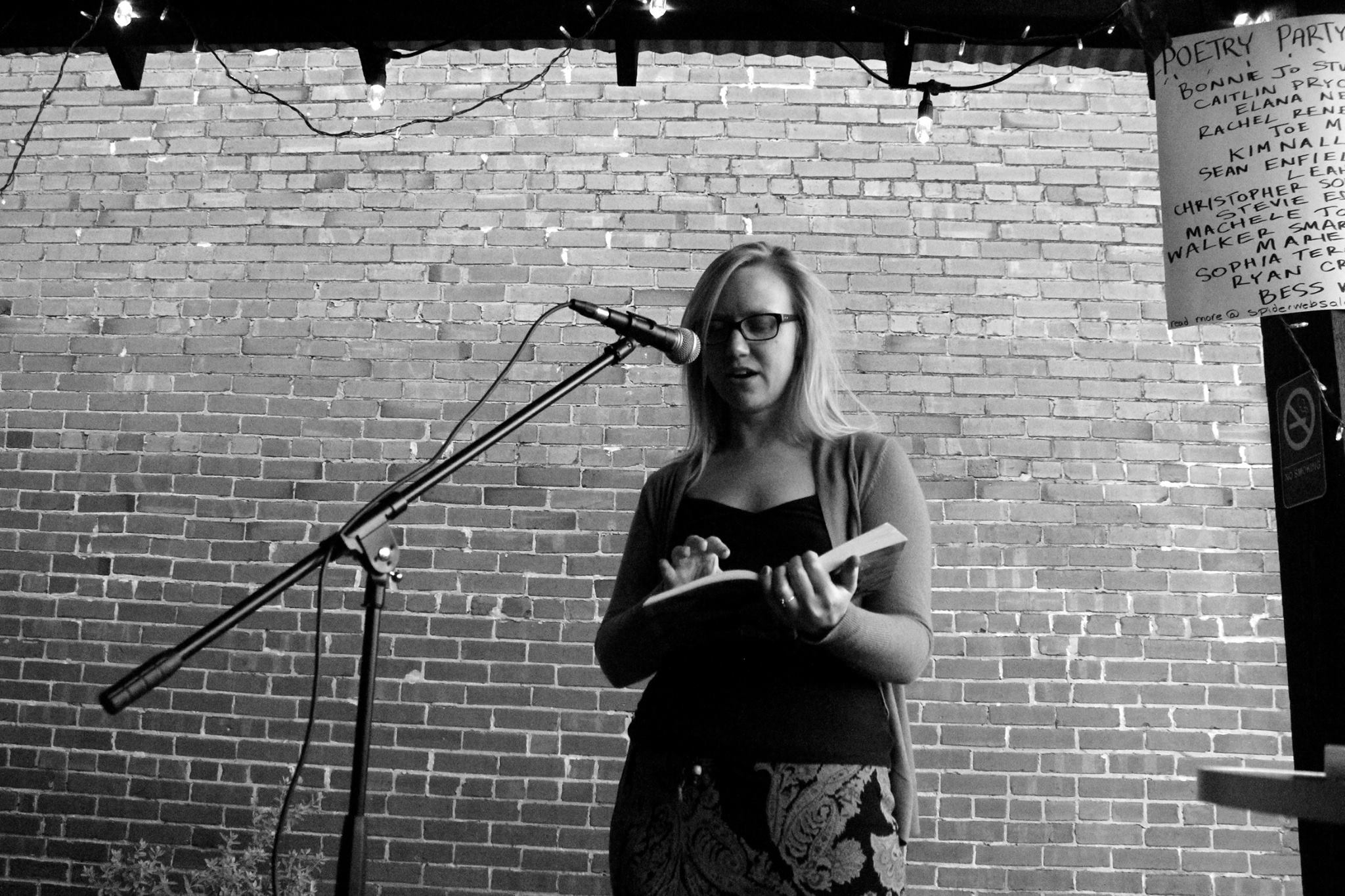 Bonnie Jo Stufflebeam at Spiderweb Salon's Poetry Party | photo by courtney marie