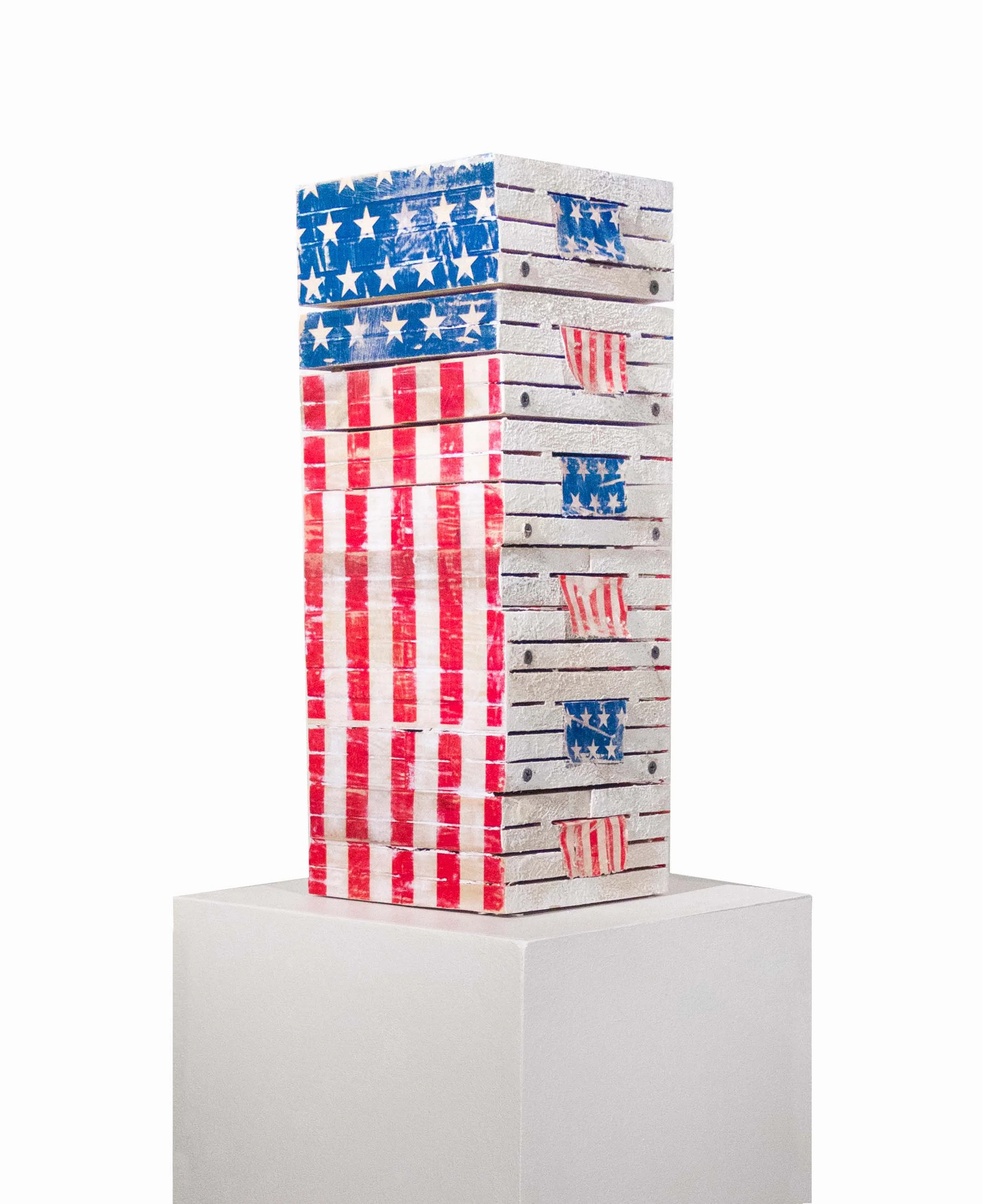 Stacked, 2016 28"x13"x13" wood, metal, encaustic, acrylic paint, paper