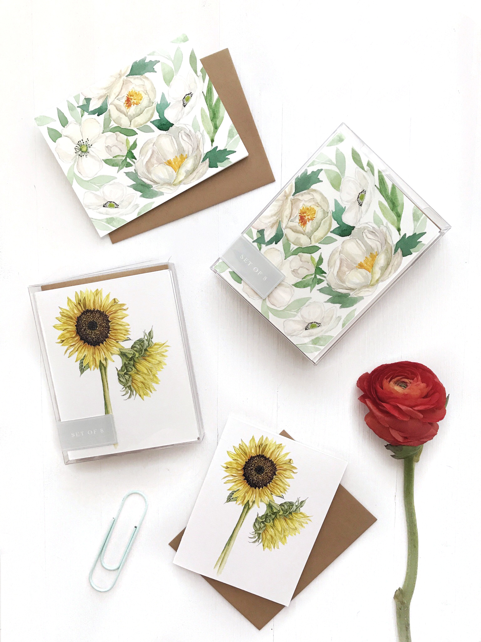 Stationery cards that I designed and have available in my shop. They can be purchased as single or box sets of 8.