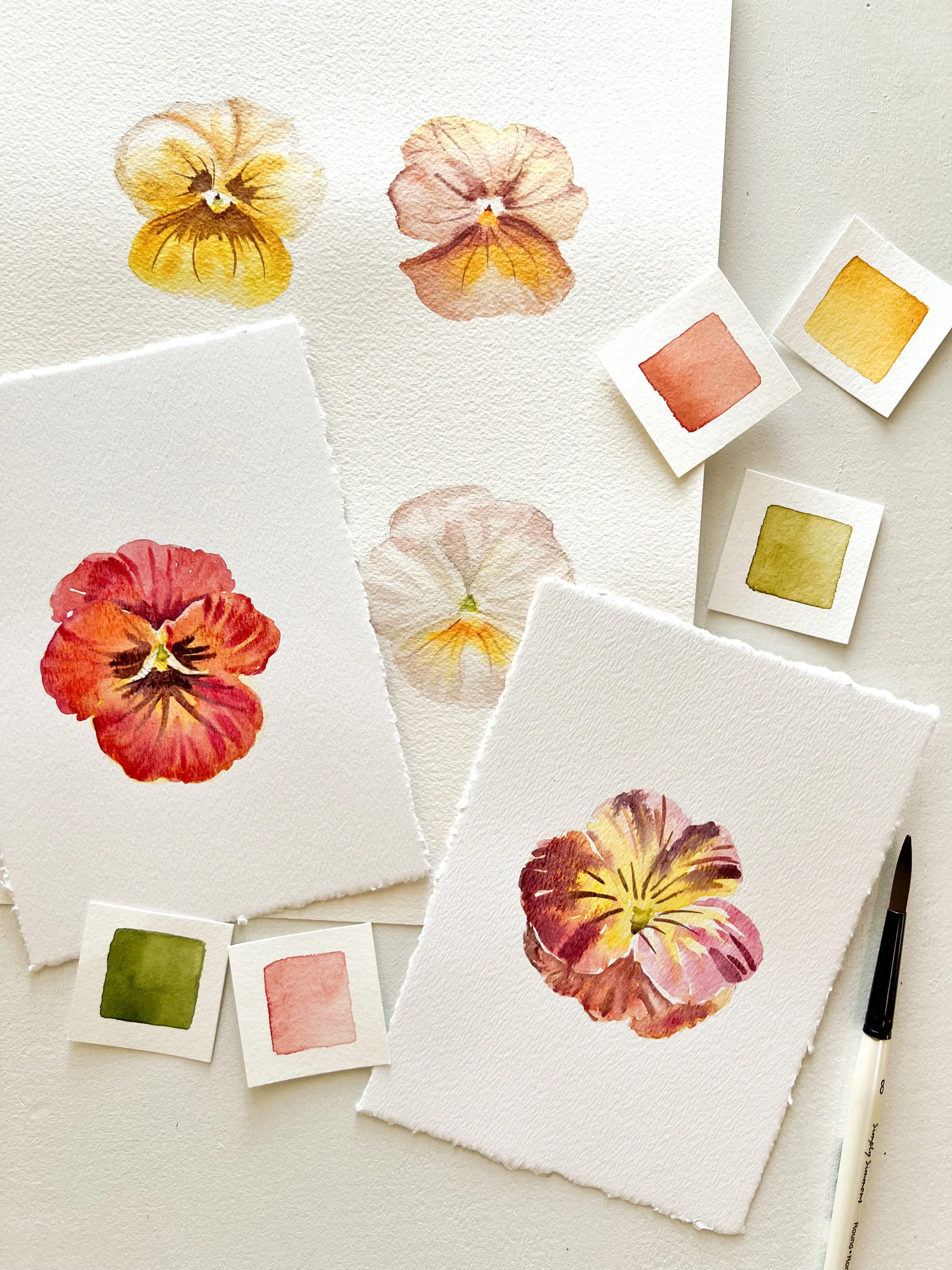 SEPTEMBER WATERCOLOR PANSIES WORKSHOP AT HILLFOLK 