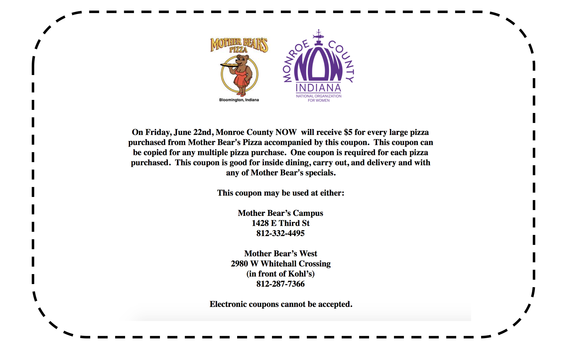 Dine and Donate: Mother Bear's Pizza