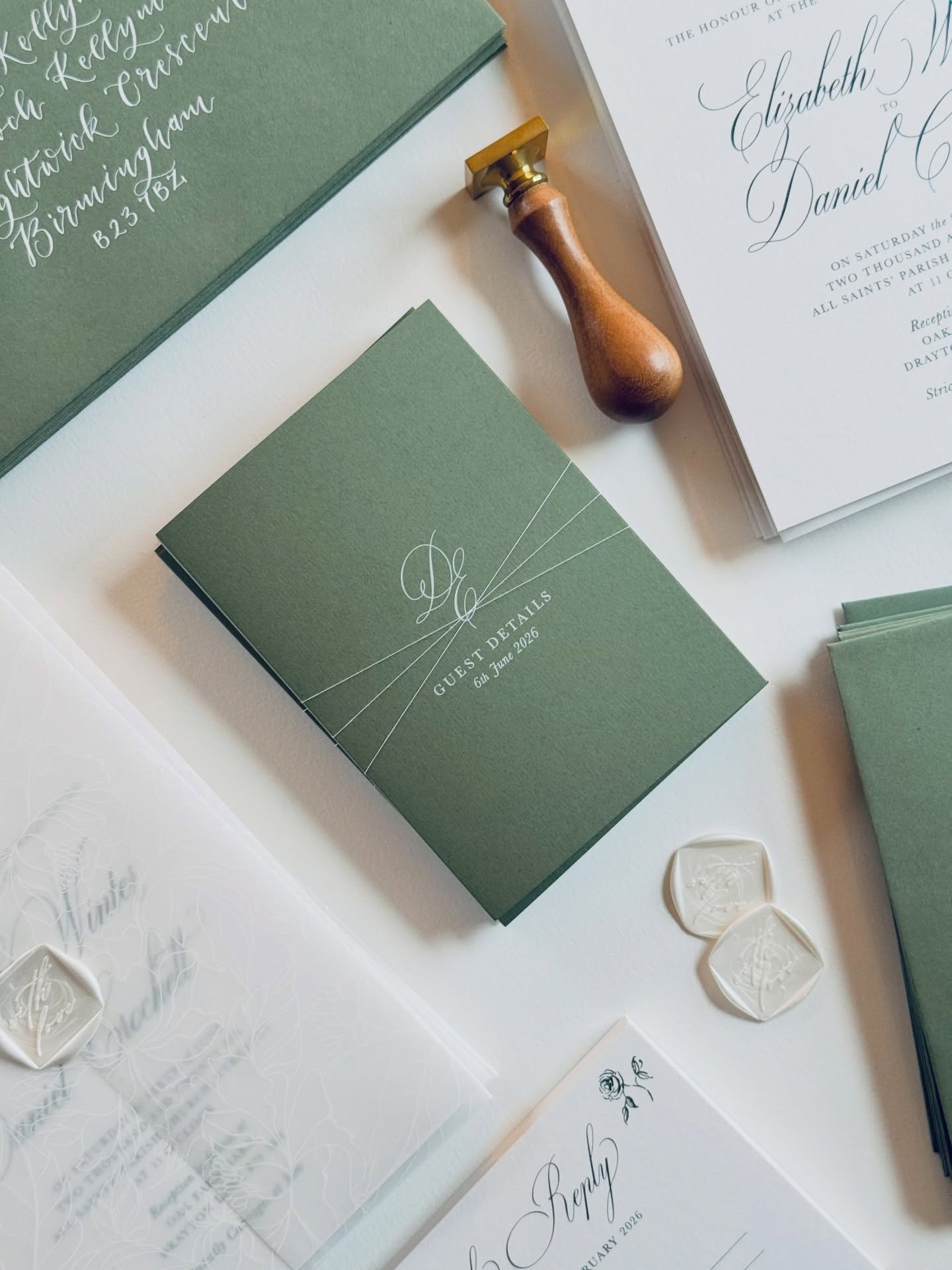Hand-finishing wedding stationery suites is one of my favourite parts of the process&mdash;seeing everything come together after weeks (sometimes months) of thoughtful planning is always a highlight.

This fresh white and green palette is perfect for