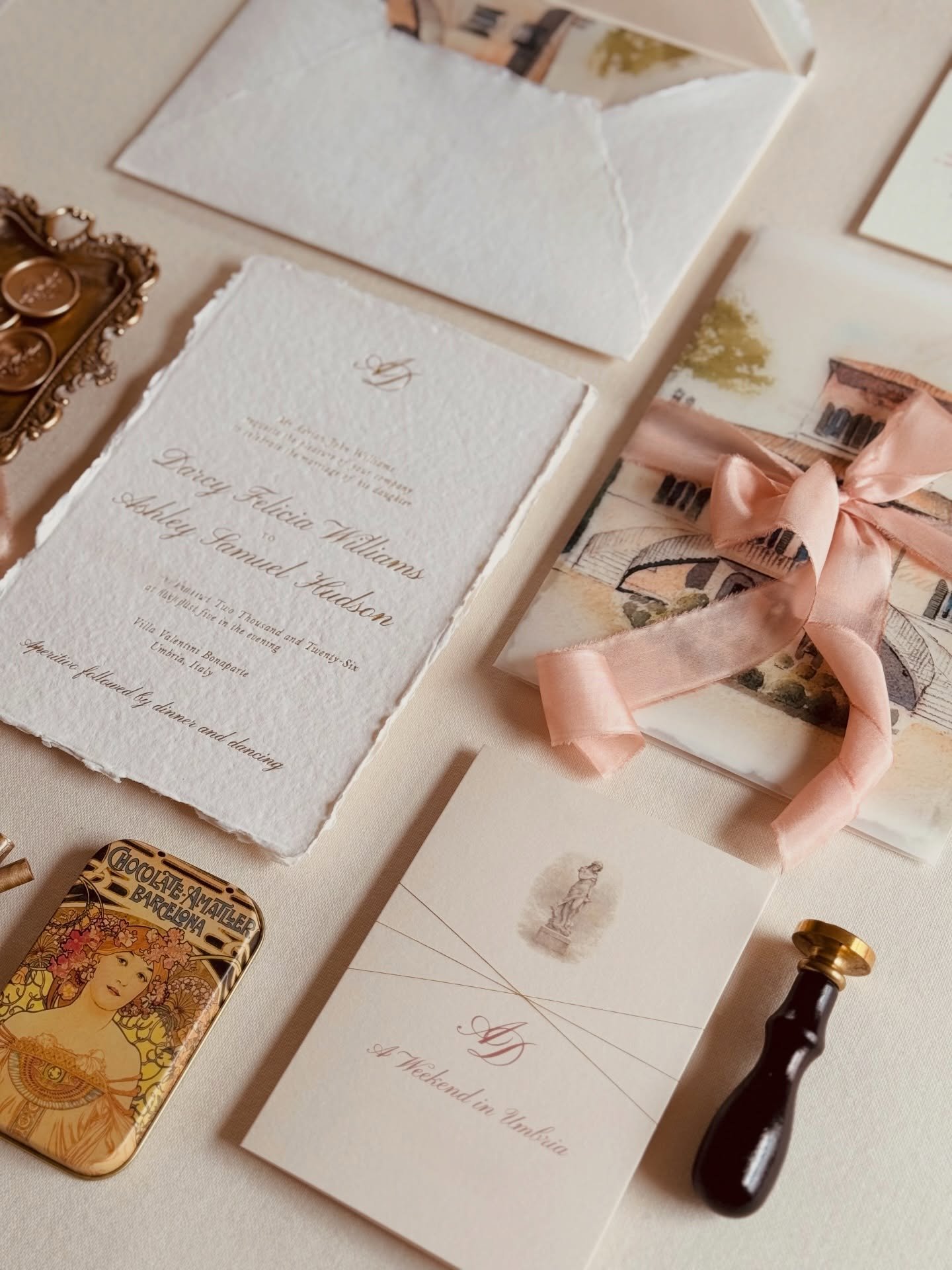 What fairytales are made of ✨ a joy to create D&amp;A&rsquo;s custom suite for their dream Italian wedding. Each element carefully considered and designed to create something truly special. It is always a pleasure to fulfil your vision and be part of