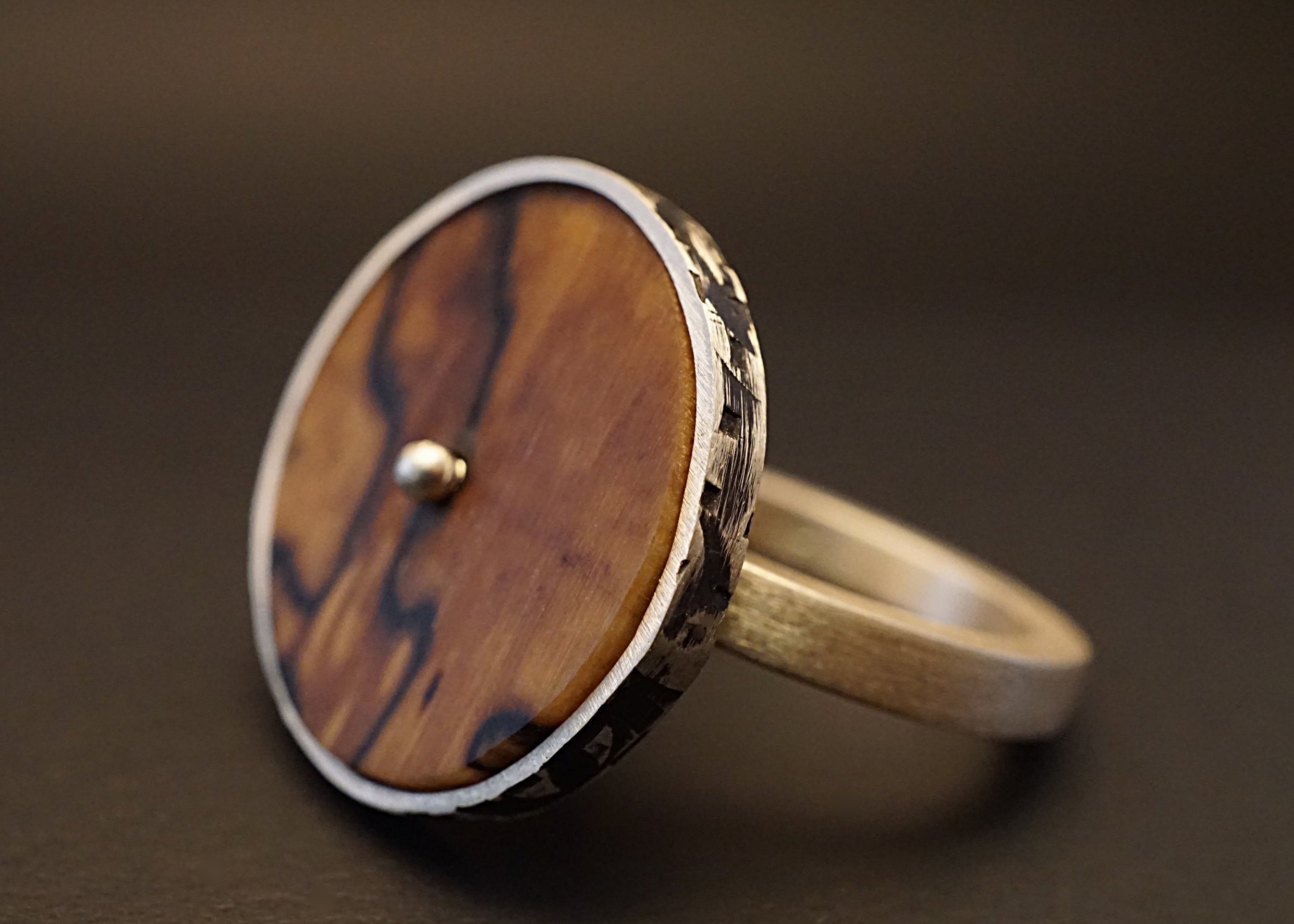 Spalted hackberry wood spinner ring