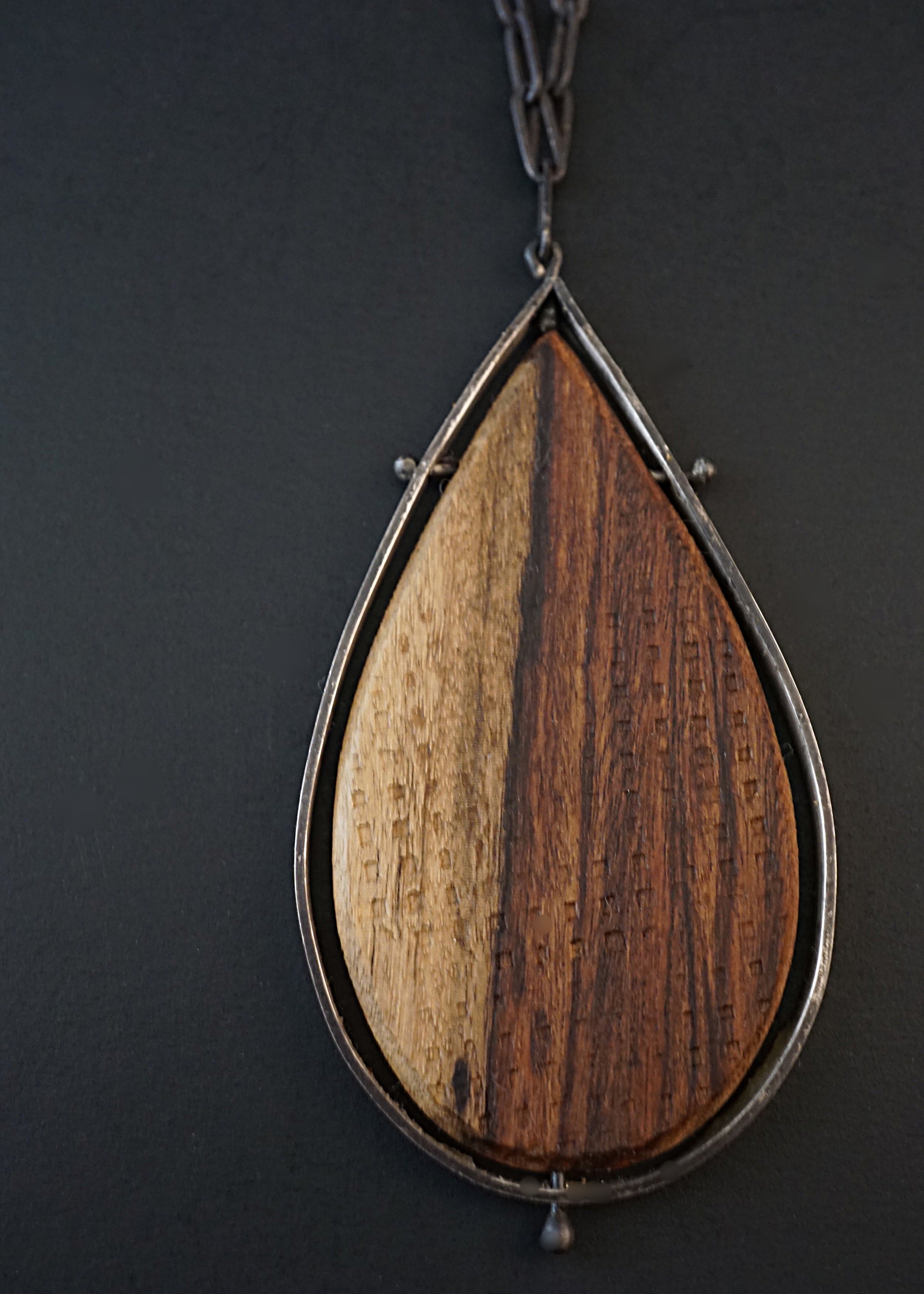 Bolivian rosewood pear shaped pendant