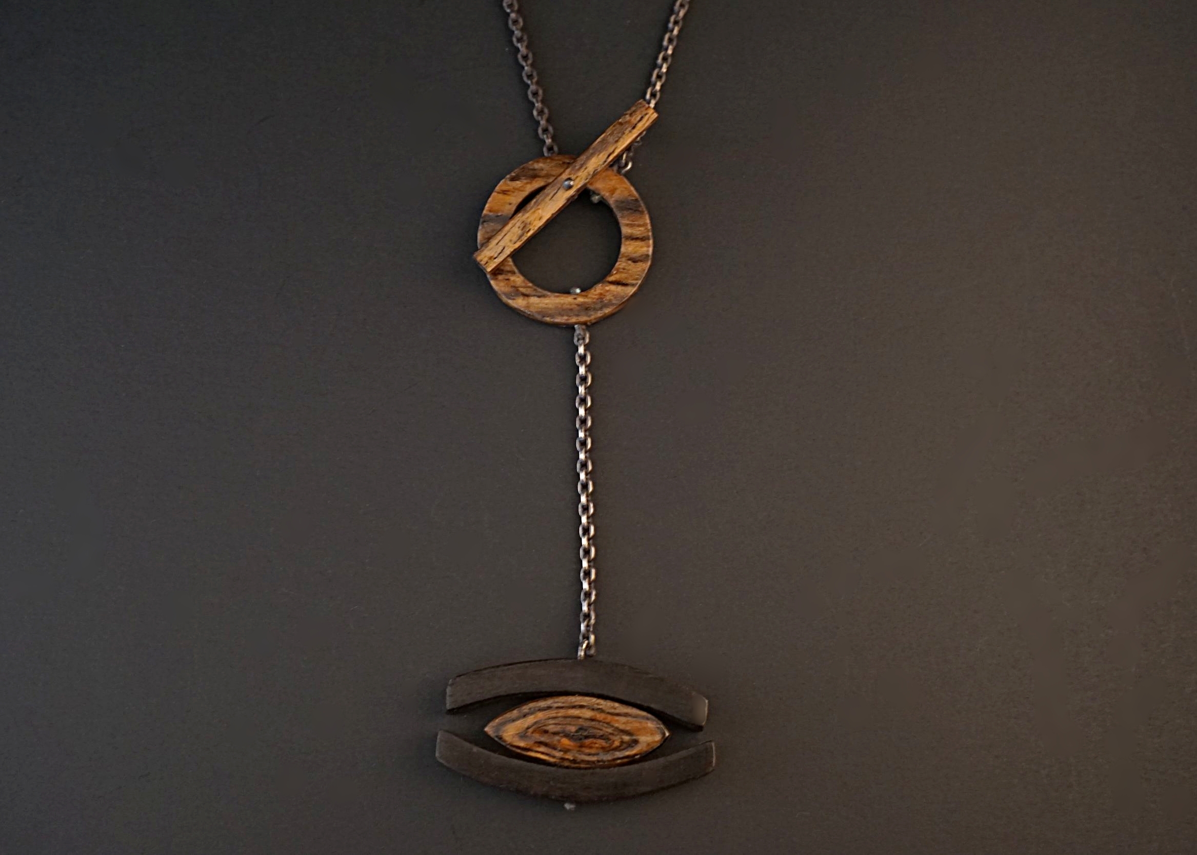 Bocote and ebony wood pendant
