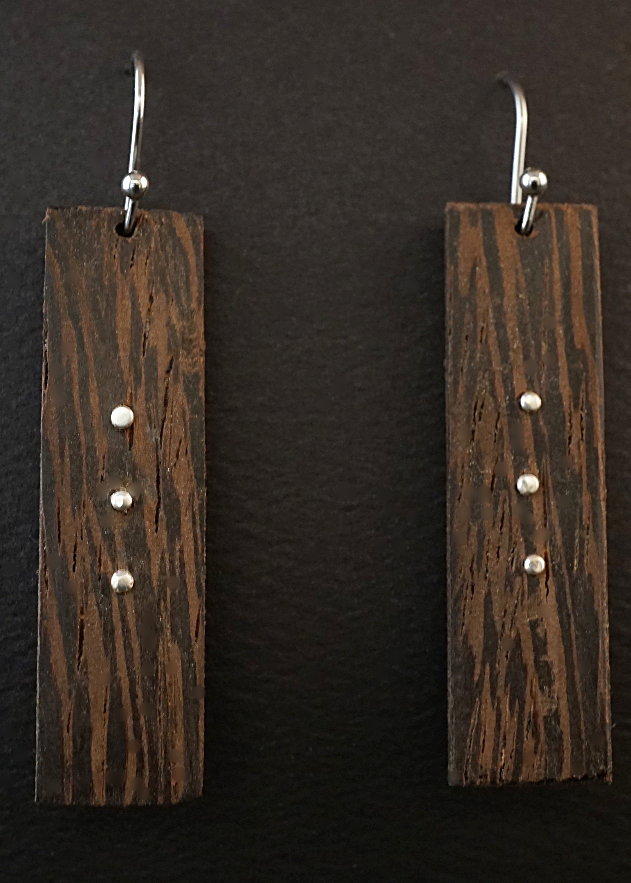 Wenge wood and sterling silver earrings
