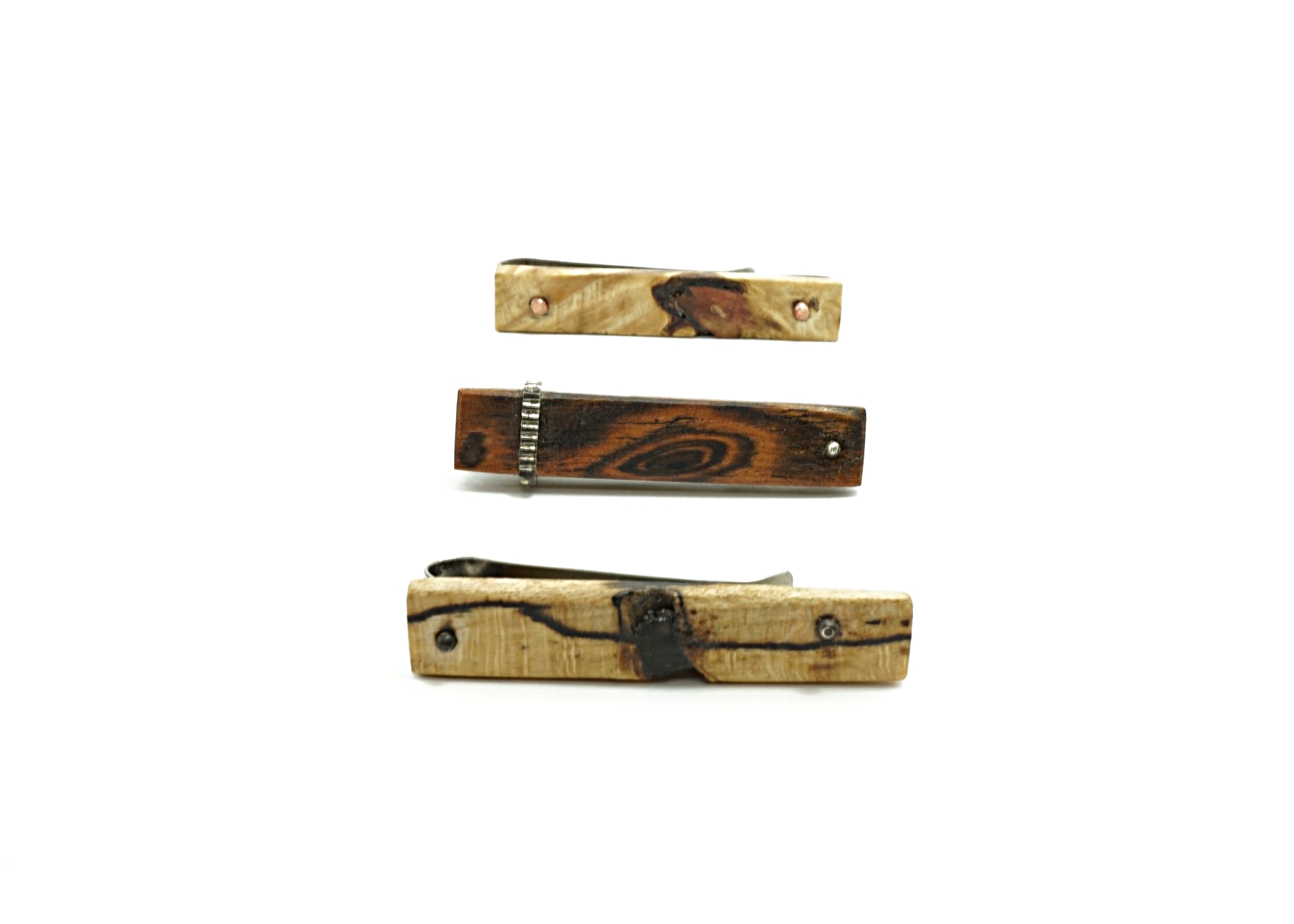 Exotic wood tie clips