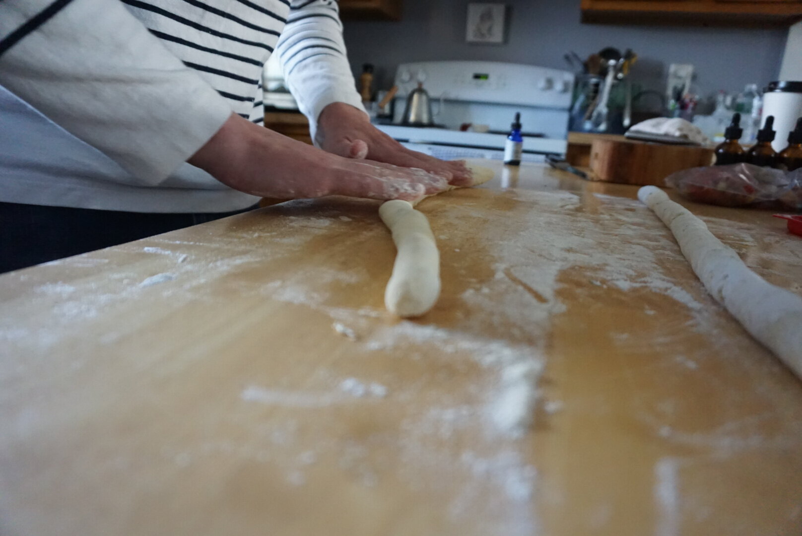 Rolling the ricotta gnocchi 