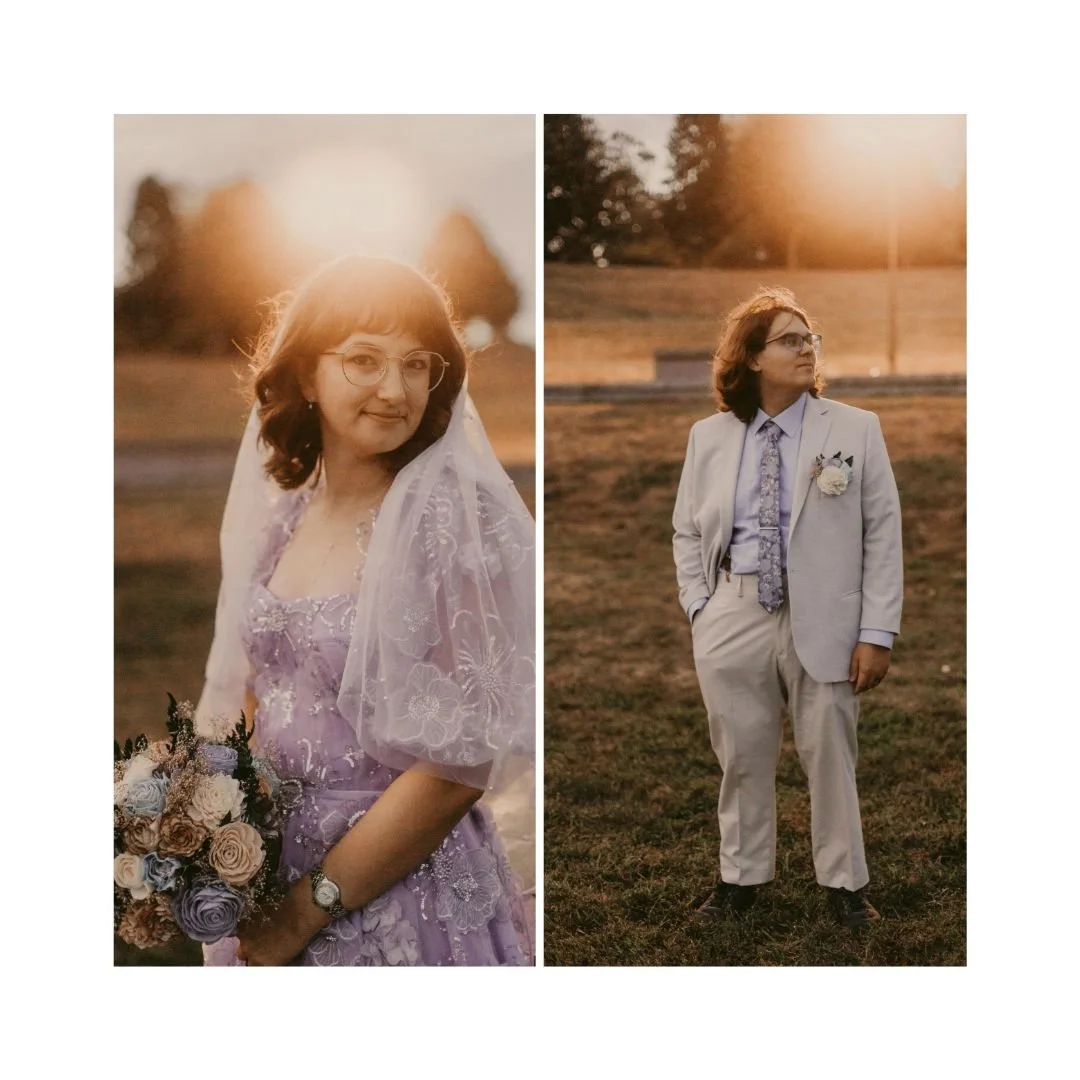 Taking a few moments away from their reception to frolic in the park