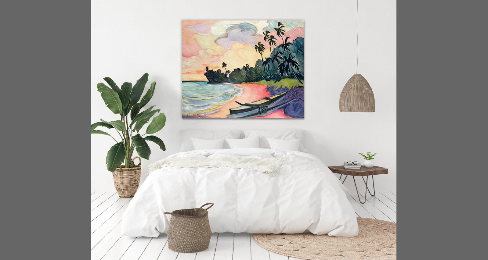  Painting by Hawaii artist Kim McDonald on a bedroom wall 