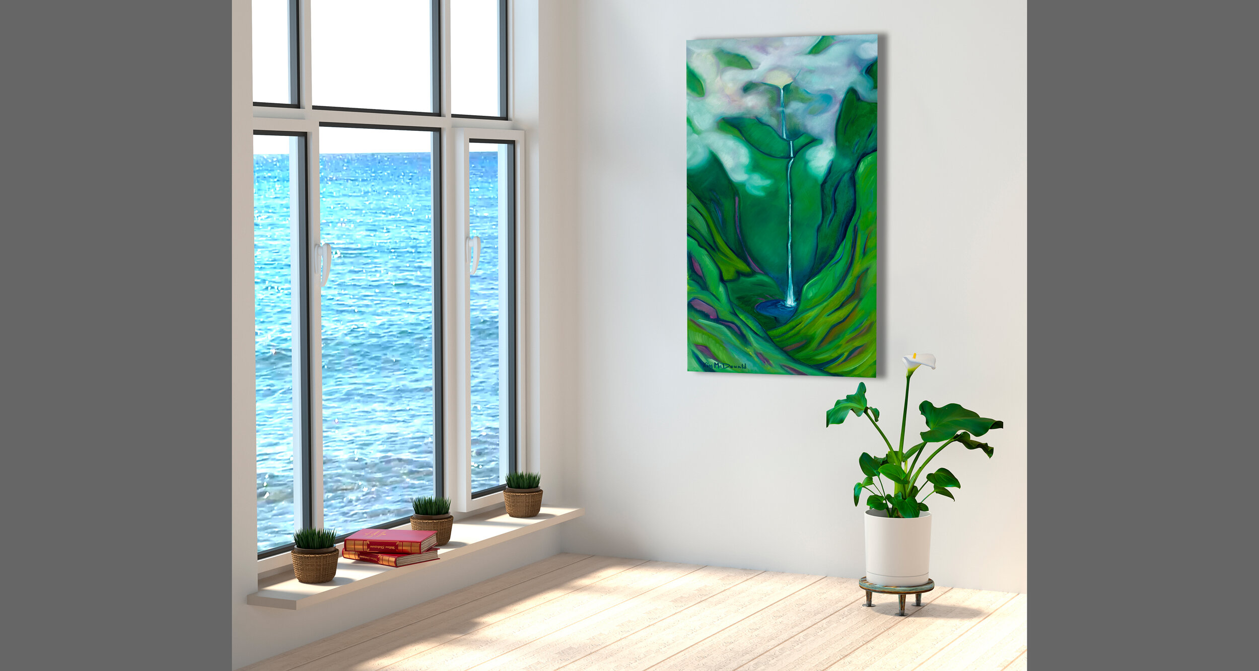  Maui inspired painting by artist Kim McDonald on an indoor wall 