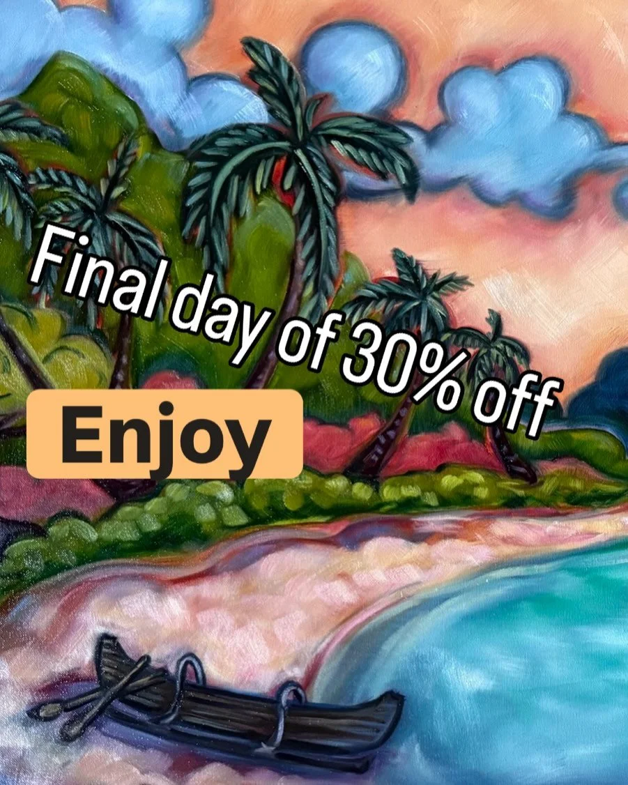 🌸Enjoy your final day of 30% off my Print site wide❤️ kimmcdonald.com

Are you thinking of Original!
Touch base with me at 808-281-3108. I would love to help you collect an original oil painting of my current collection😎