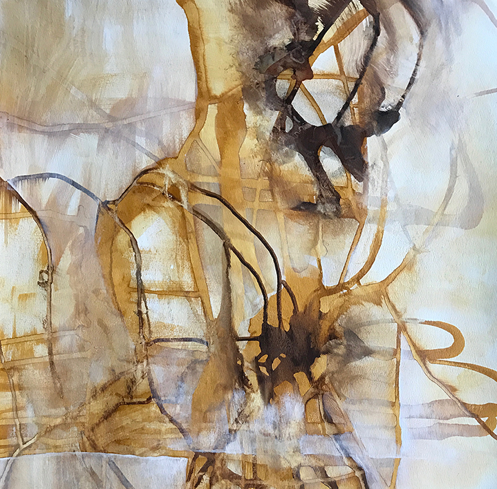 Impossibly Tangled, Completely Intertwined , ink and acrylic on paper, 30 x 22.5 inches, 2016-17.