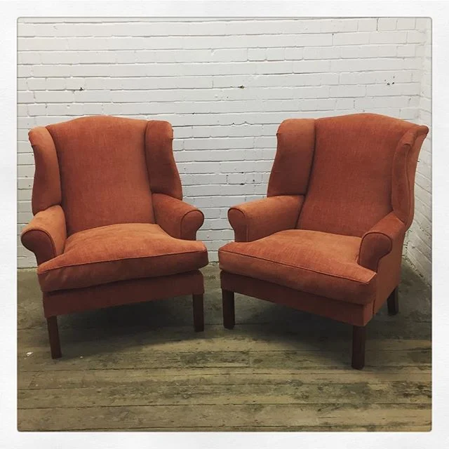 Wingback Chair Upholster in Orange
