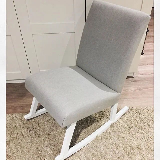 Rocking Chair Upholstered in Grey Fabric