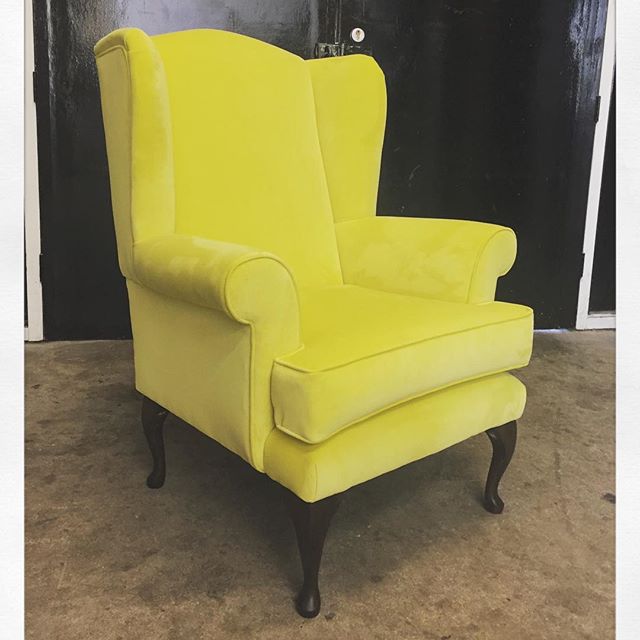 Chair Upholstery in Yellow Velvet Fabric