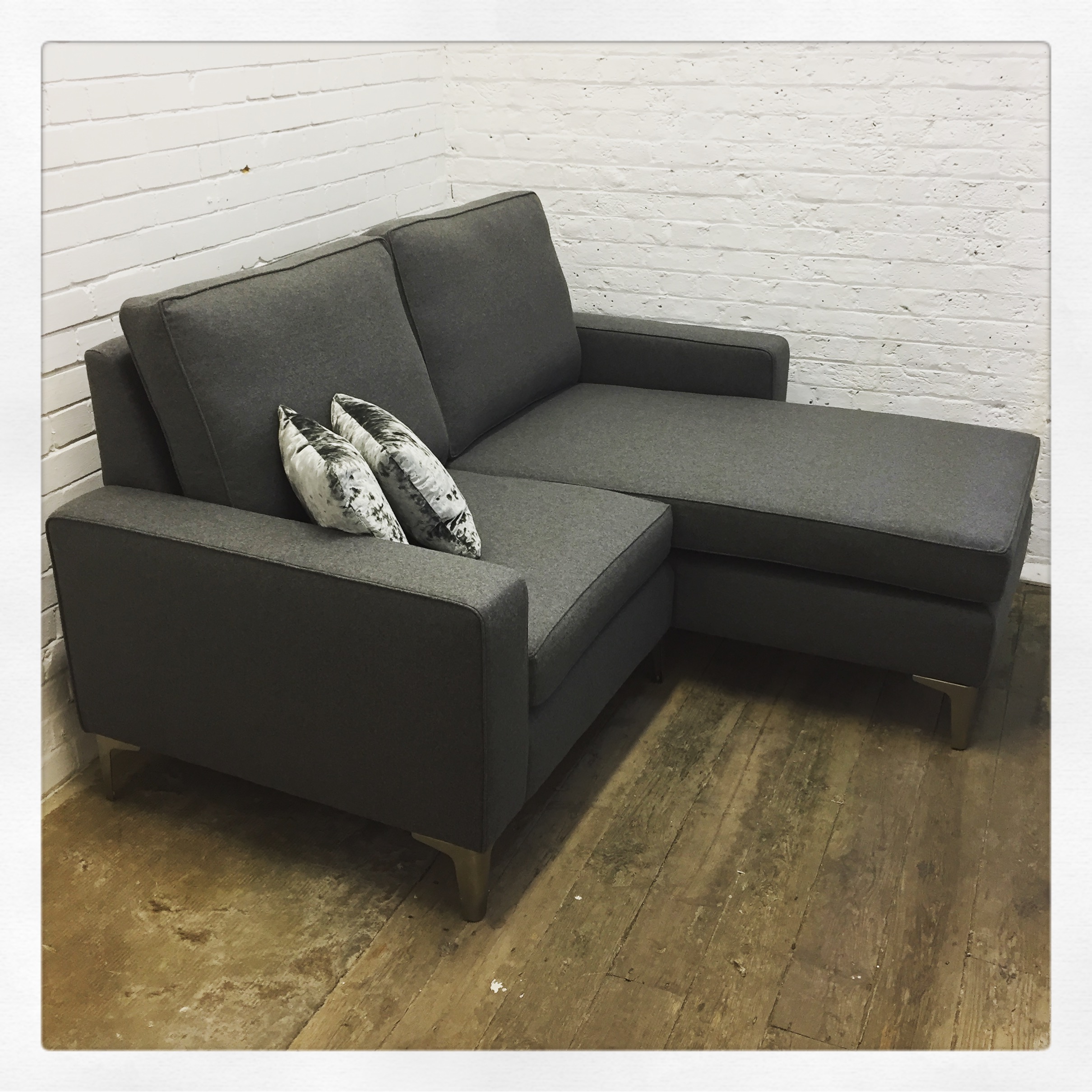 Reupholstered L Shape Sofa in Dark Grey