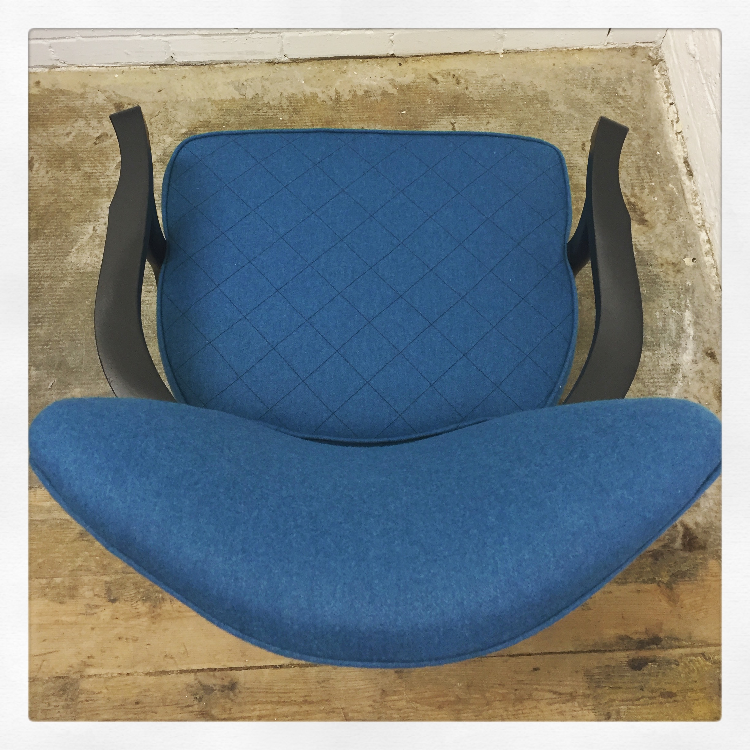 Antique Chair Upholstery in Bright Blue Fabric