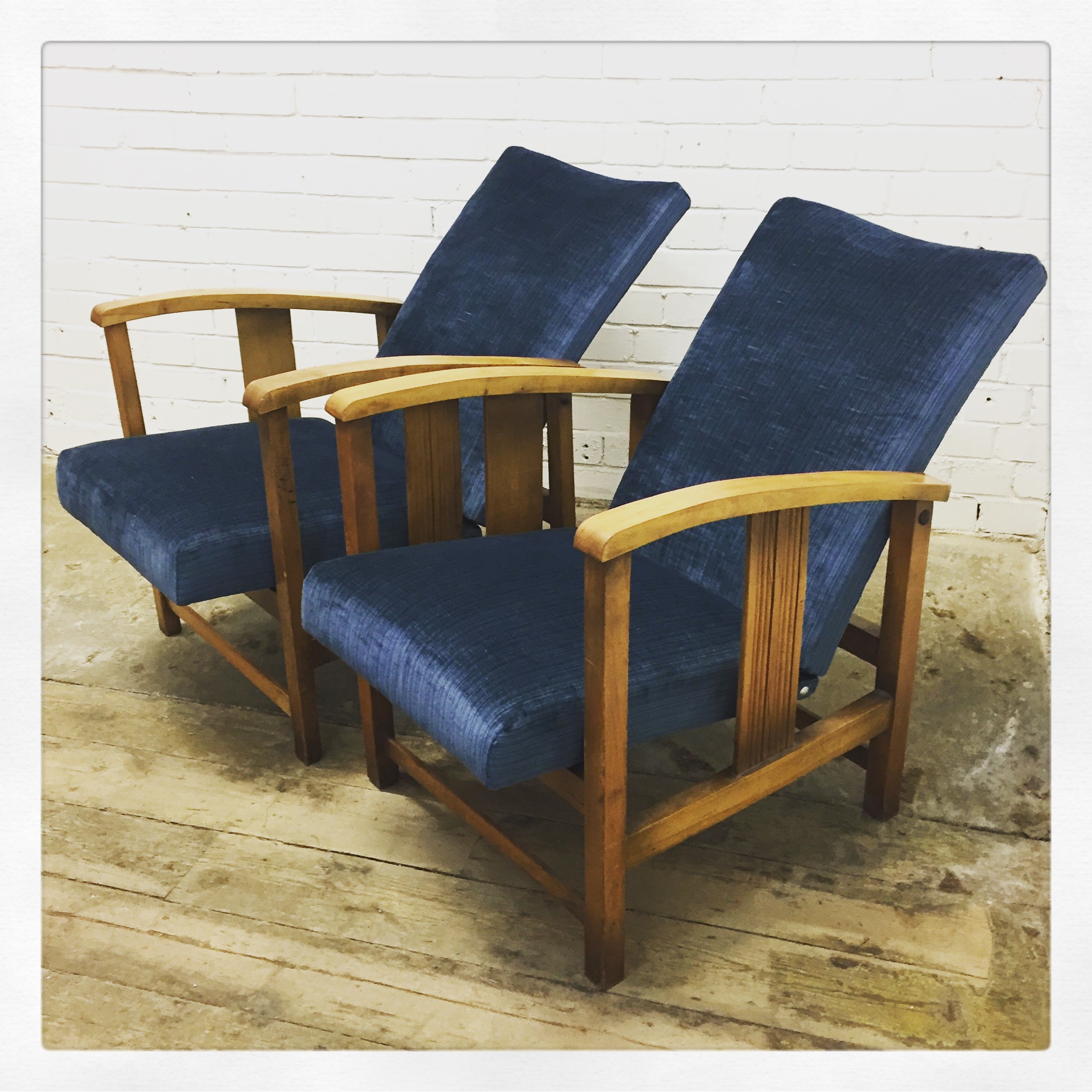 Mid Century Chair Upholstery in Blue