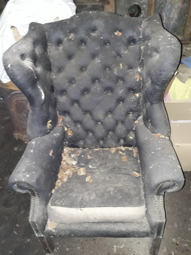 Wingback Chair Reupholstery Before