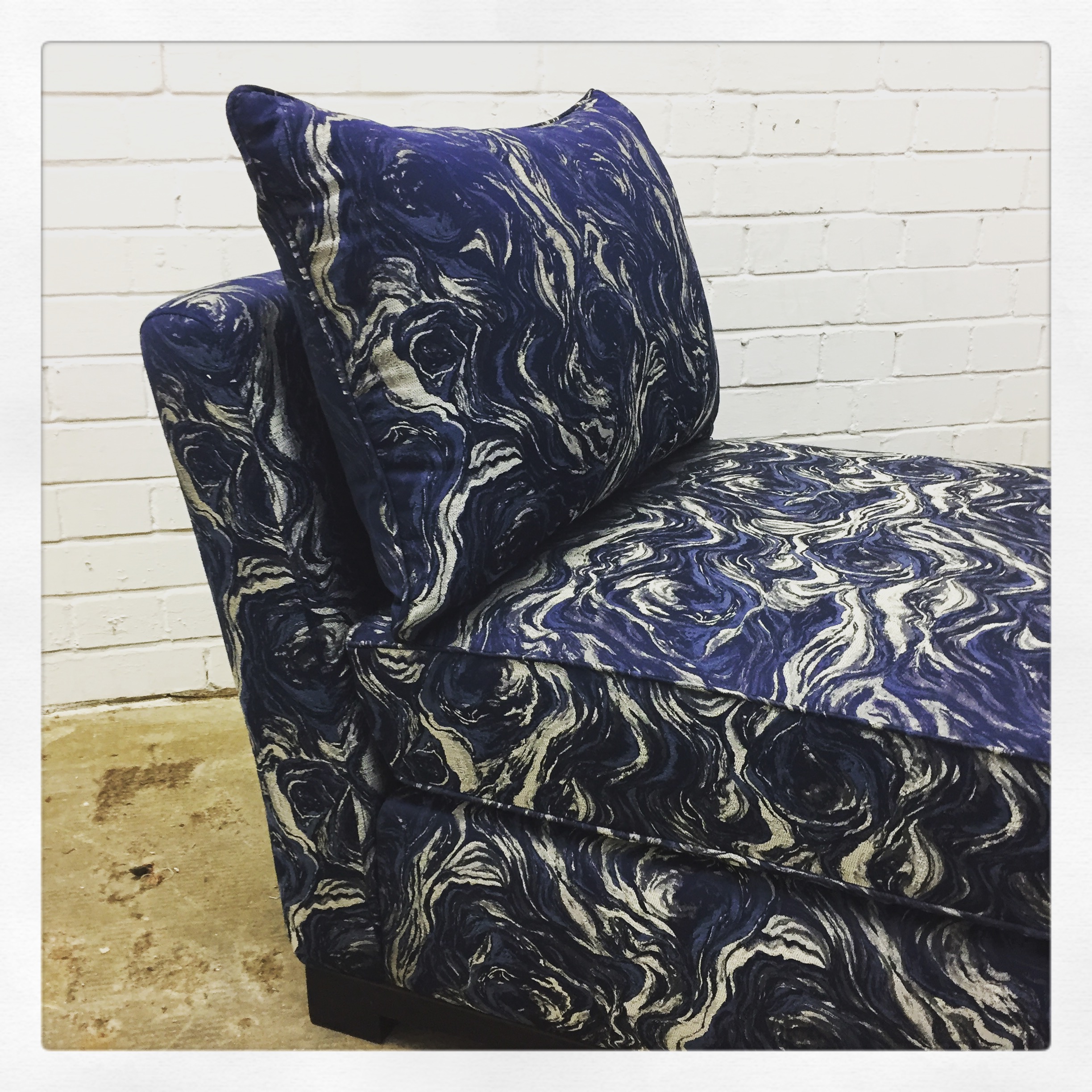 Chair Reupholstery in Blue and White Florals