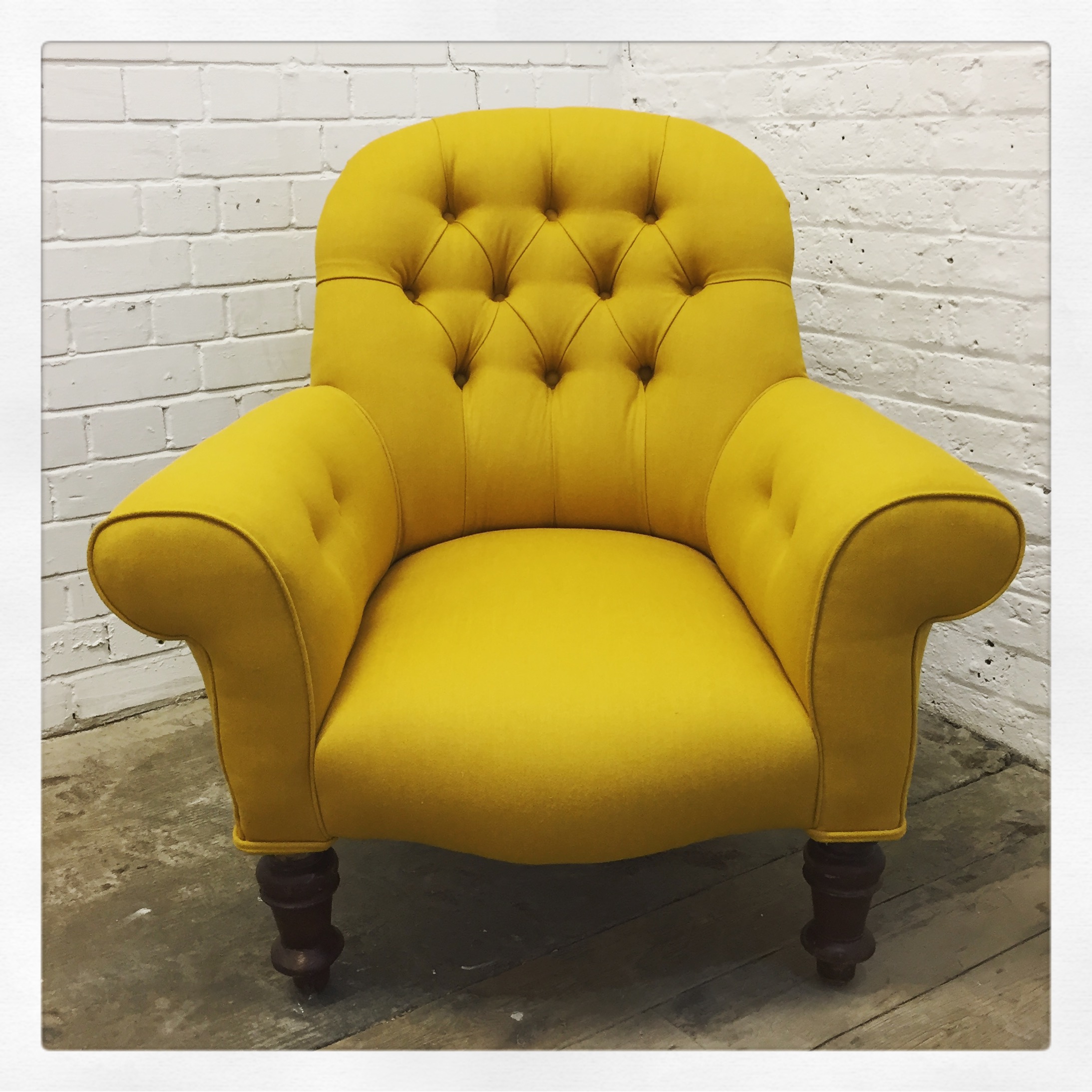 Armchair Upholstery Service with Yellow Fabric