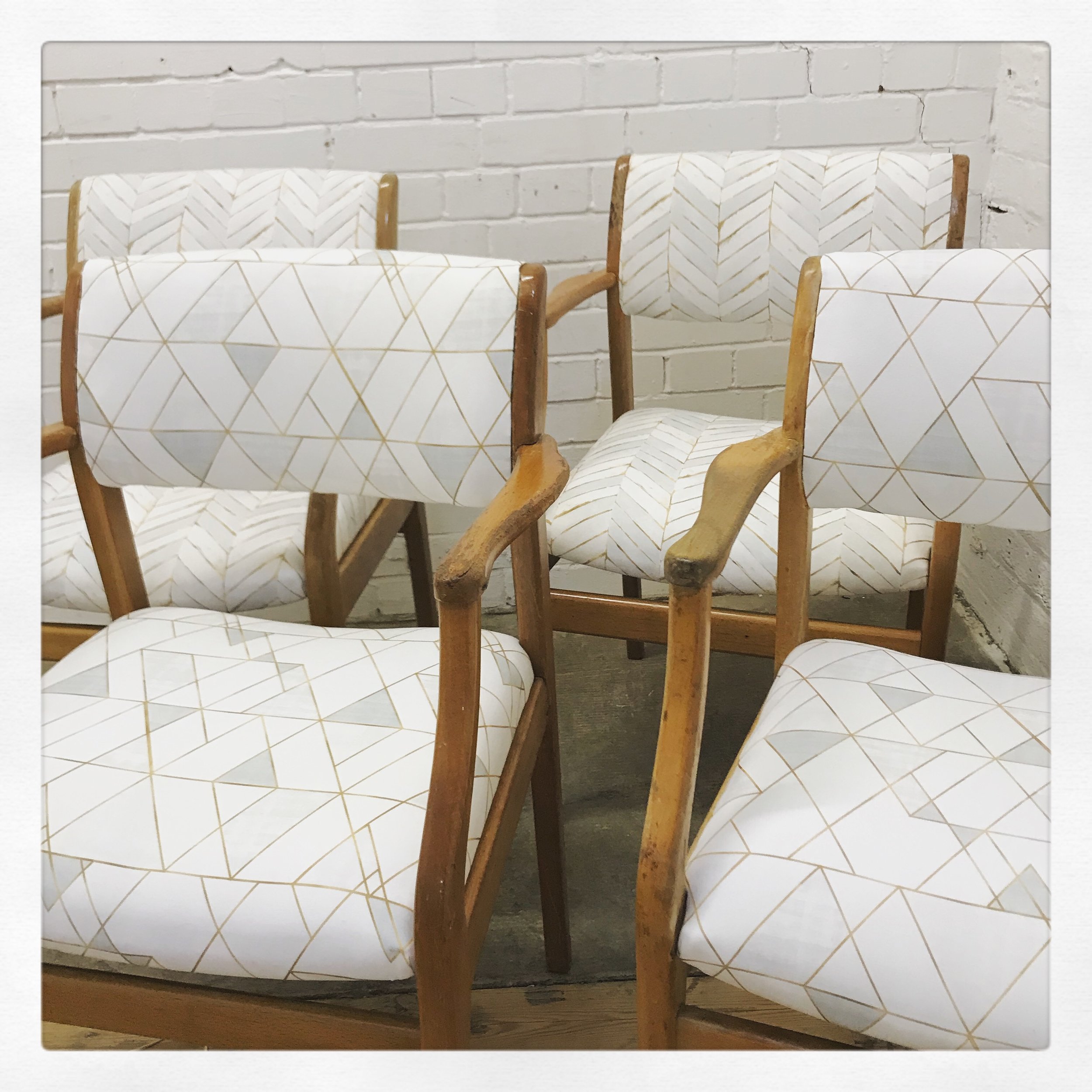 Dining Chair Upholstery in Geometric Fabric