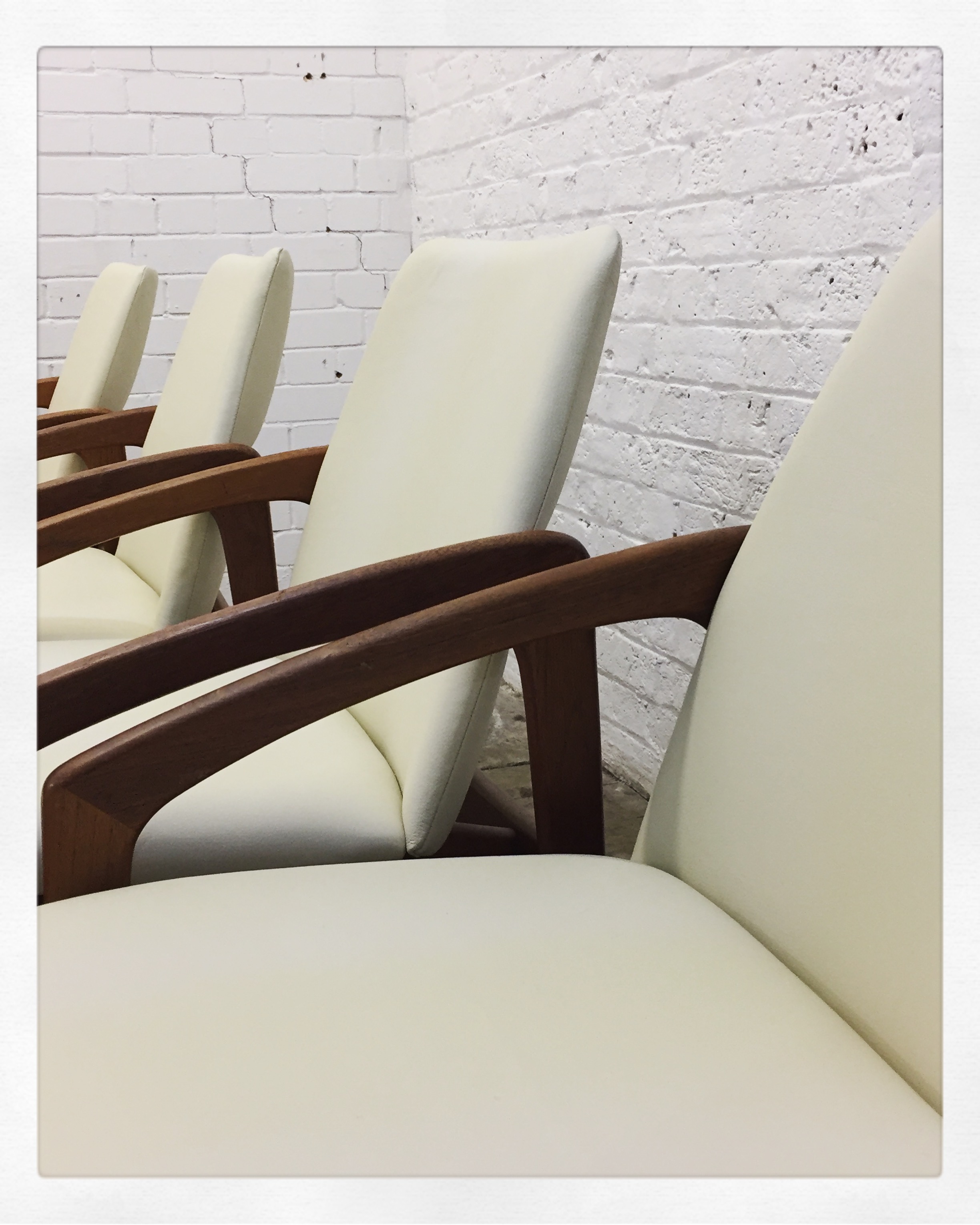 Mid-century Chairs Upholstered in Cream