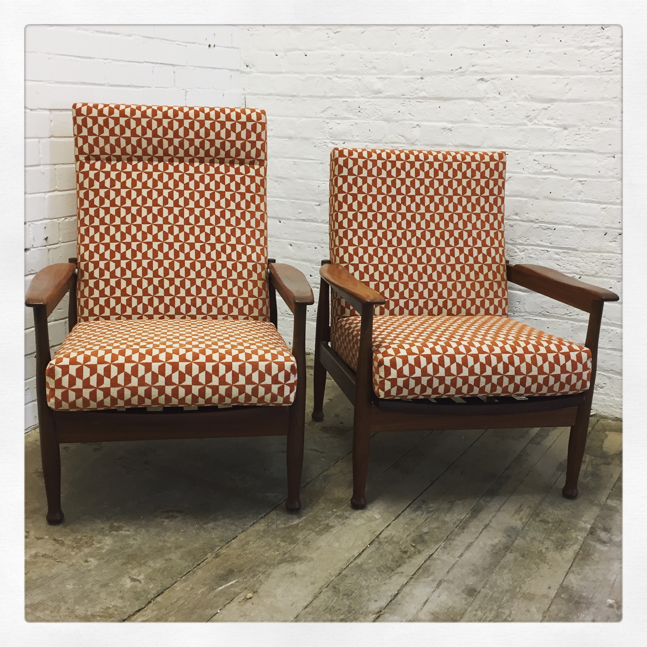 Pair of Reupholstered Mid-century Chairs