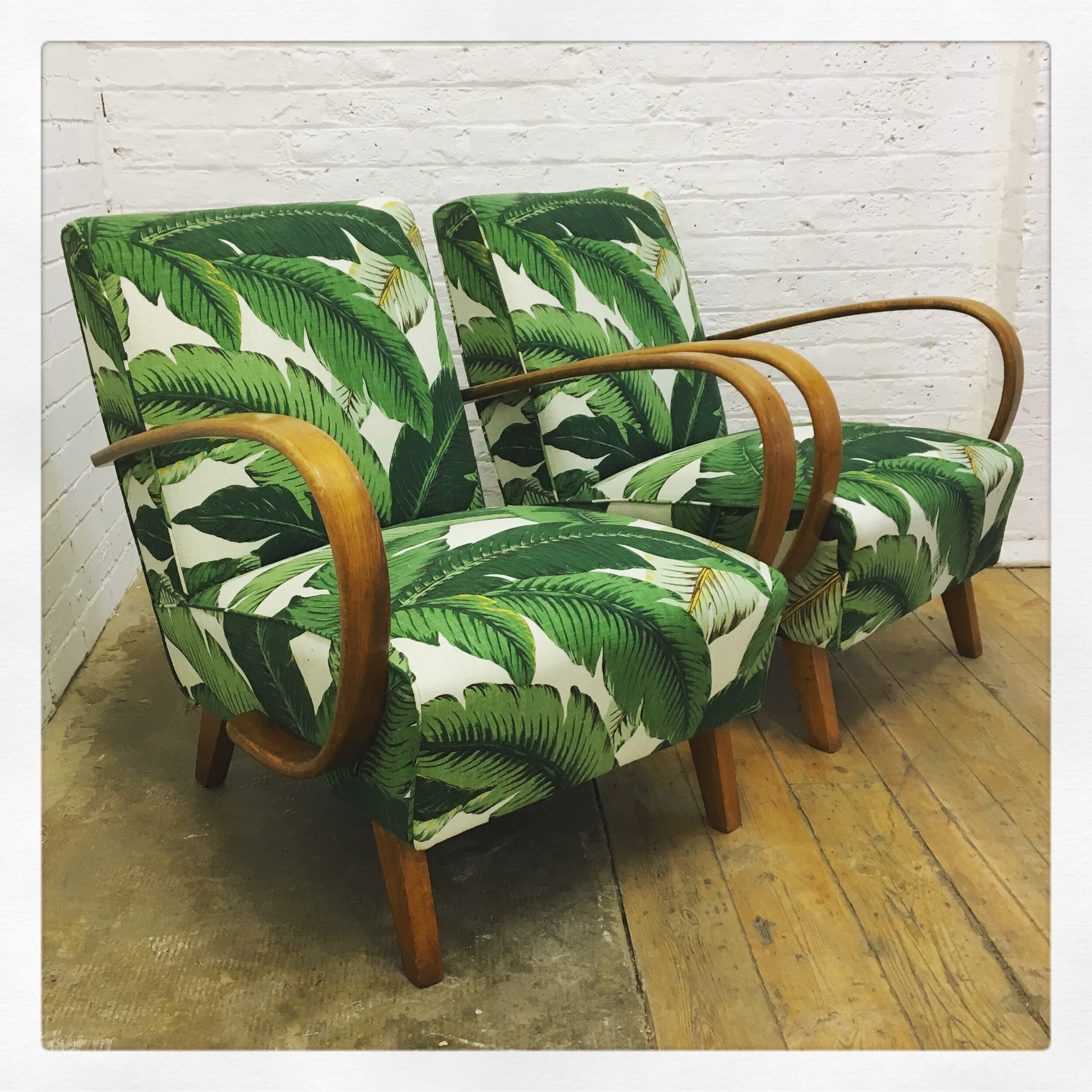 Mid Century Halabala Chair Upholstery in Palm Print