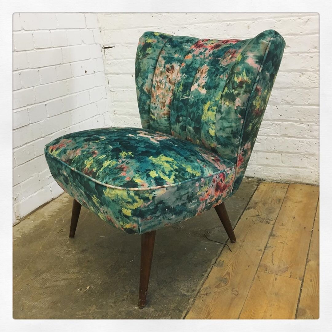 Teal Fluted Mid-century Upholstered Chair