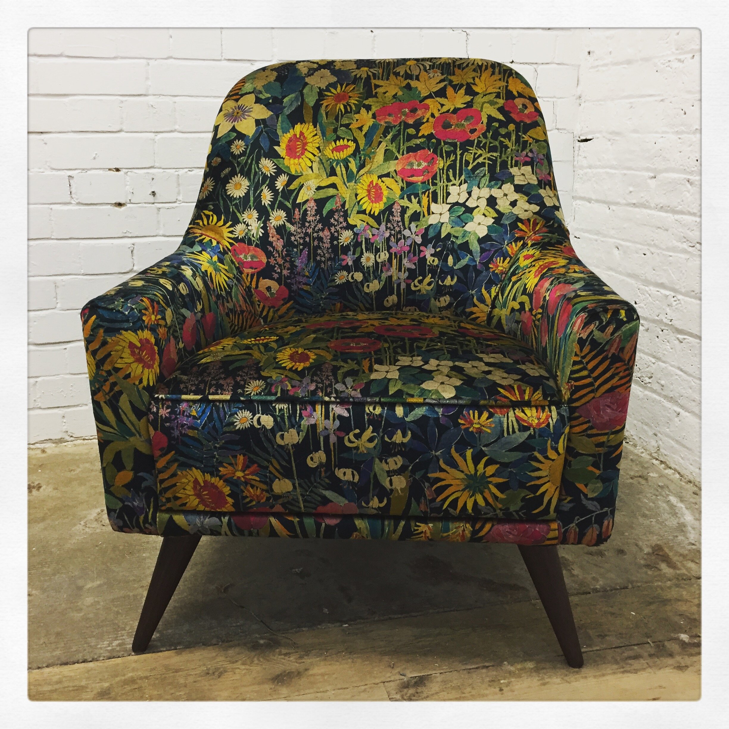 Antique Chair Upholstered in Floral Fabric