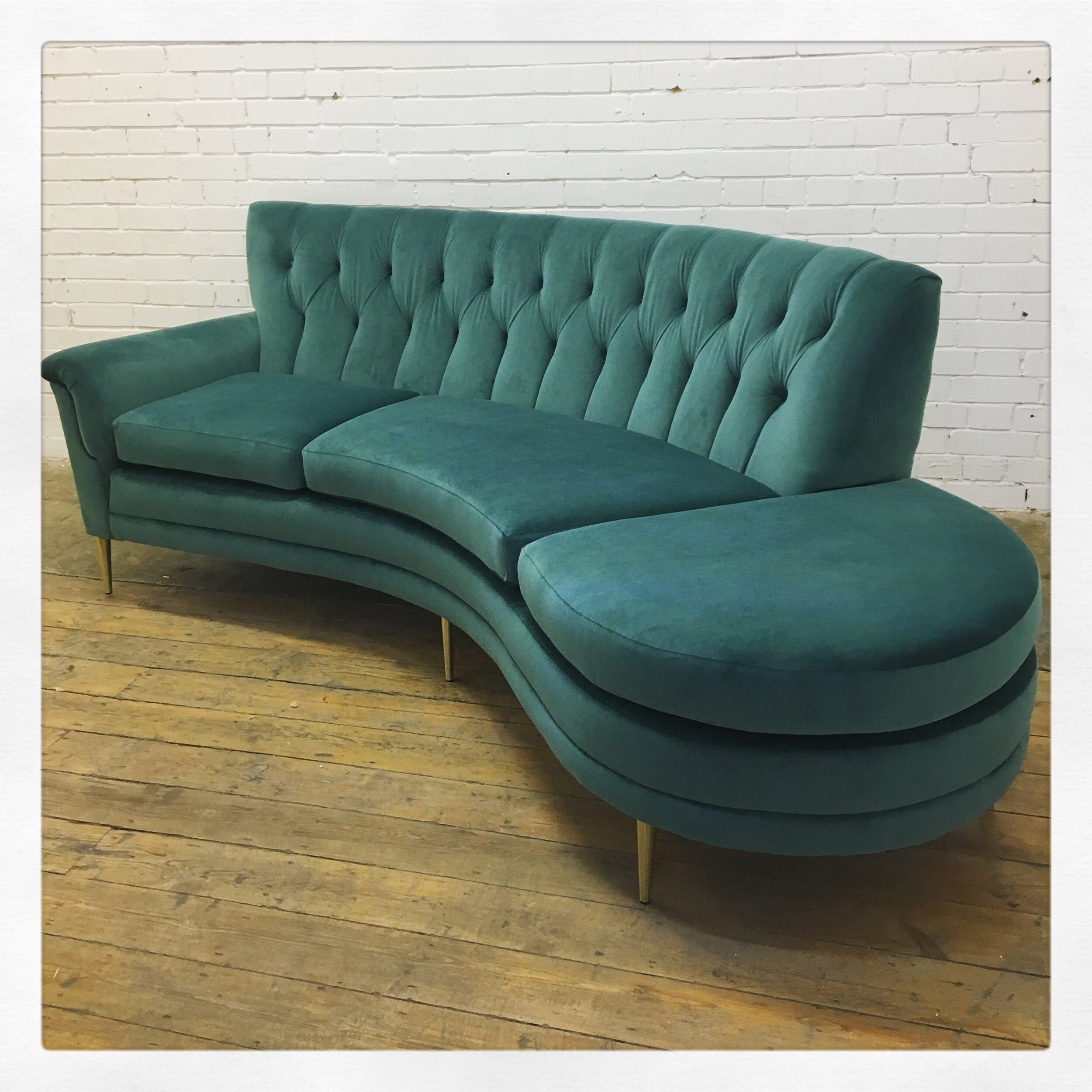 Couch Upholstery in Green Fabric