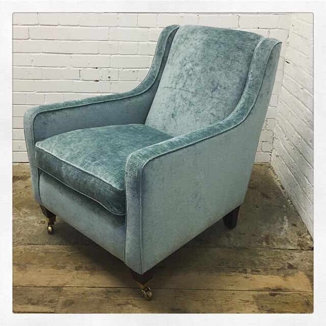 Blue Velvet Reupholstered Armchair