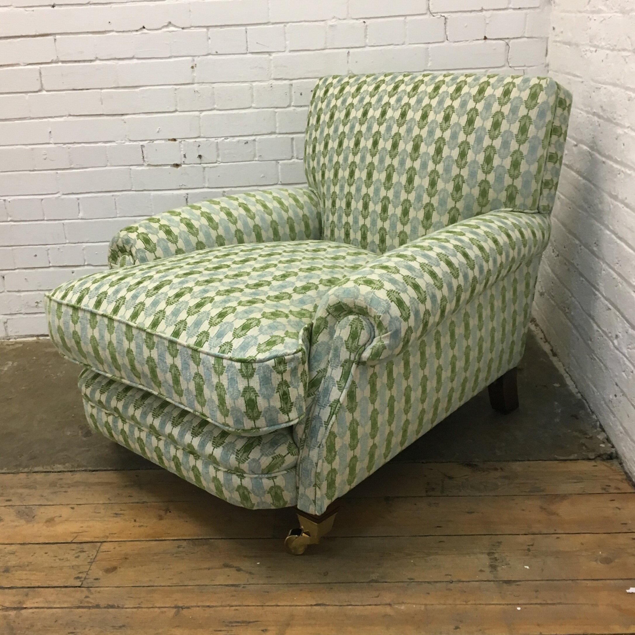 Armchair Reupholstery in Light Green Fabric
