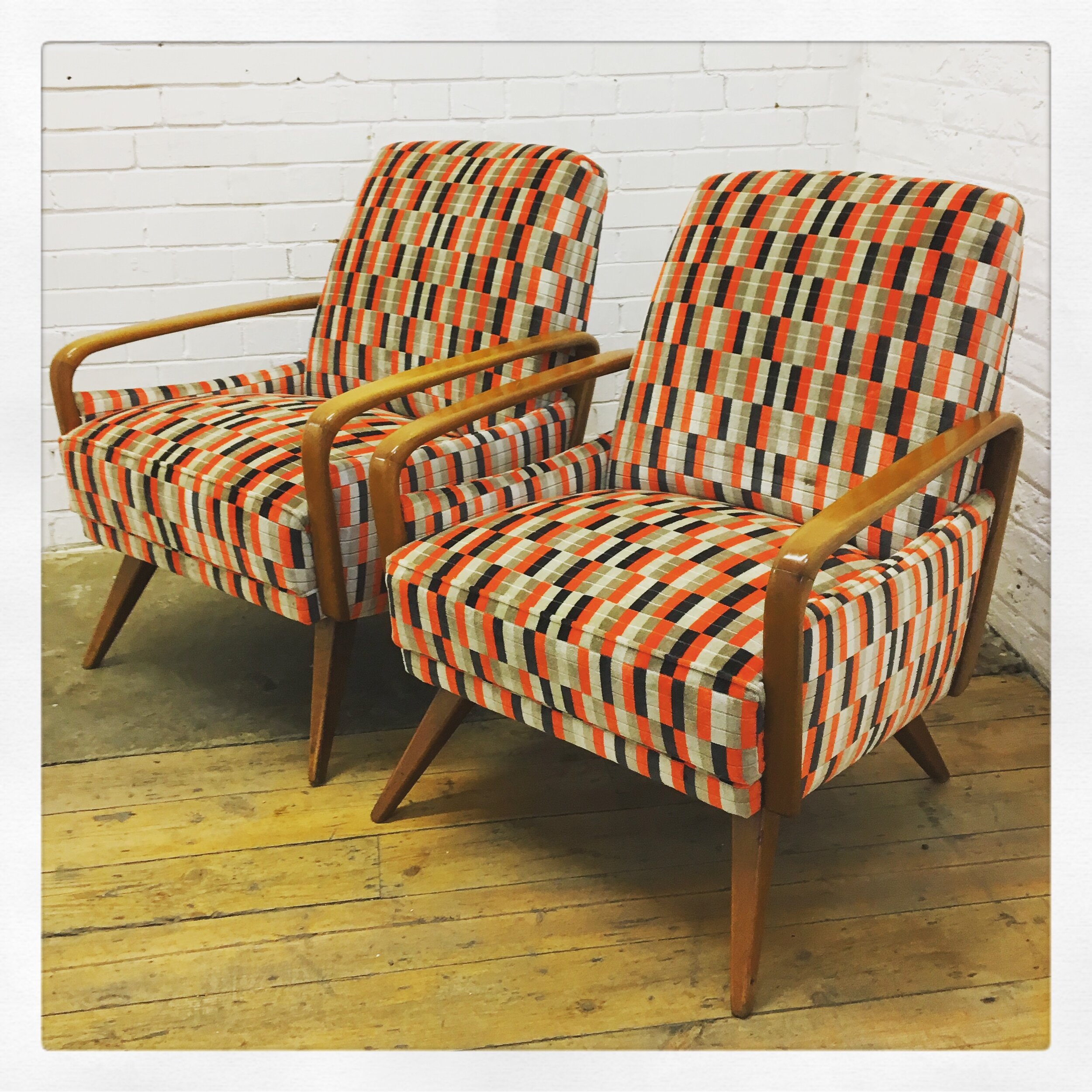 Mid-century Chair Upholstery in Romo Fabric