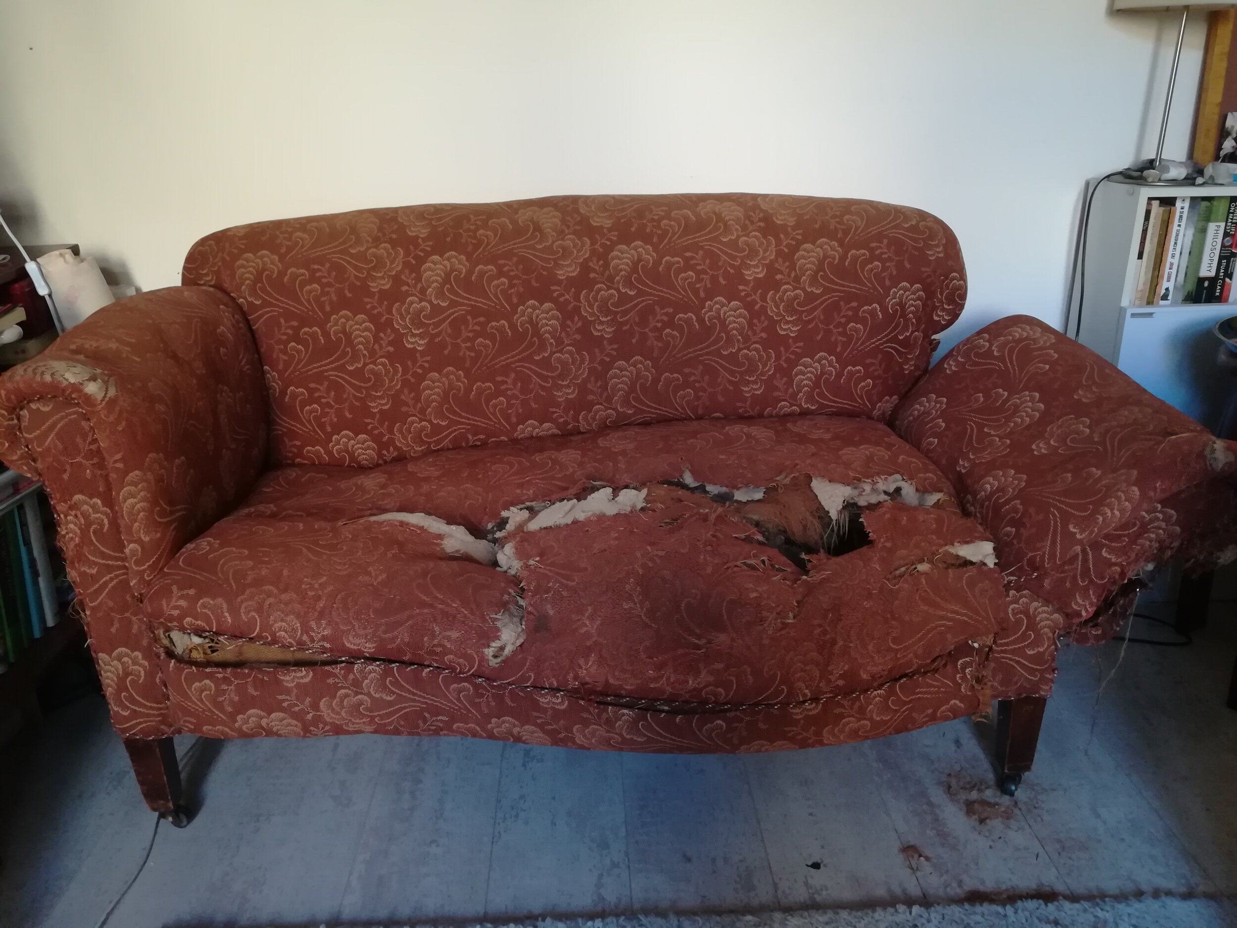 Drop Arm Chesterfield Restoration Before
