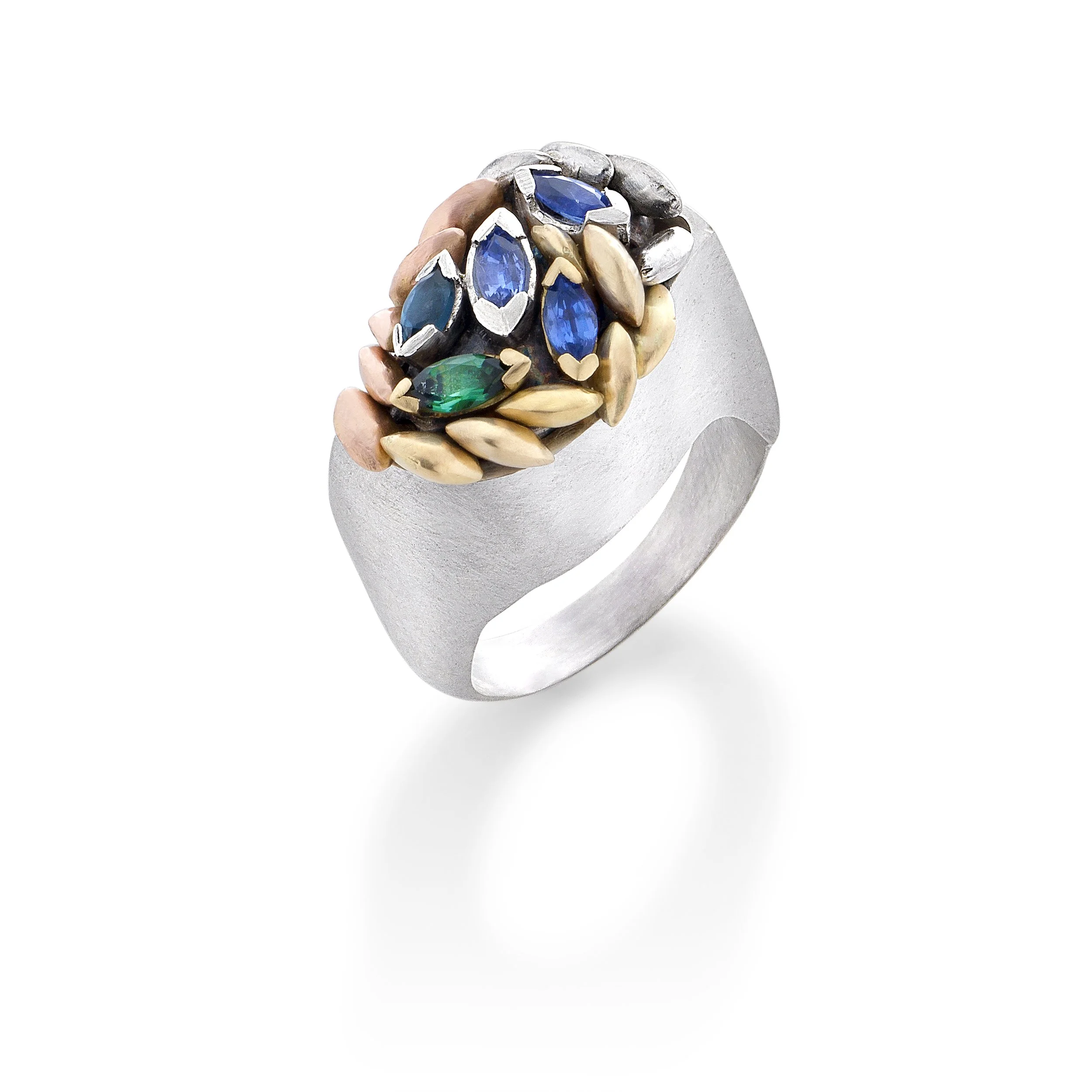 Acini Ring - silver, gold, sapphires, topaz and tourmalines