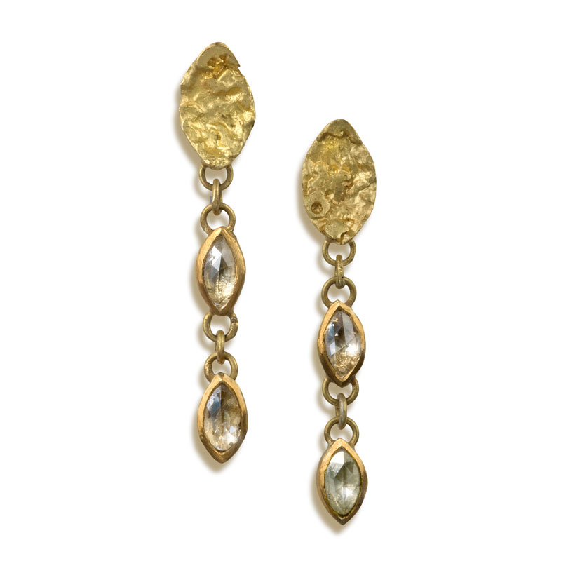 18ct gold earrings with rosecut marquis diamonds