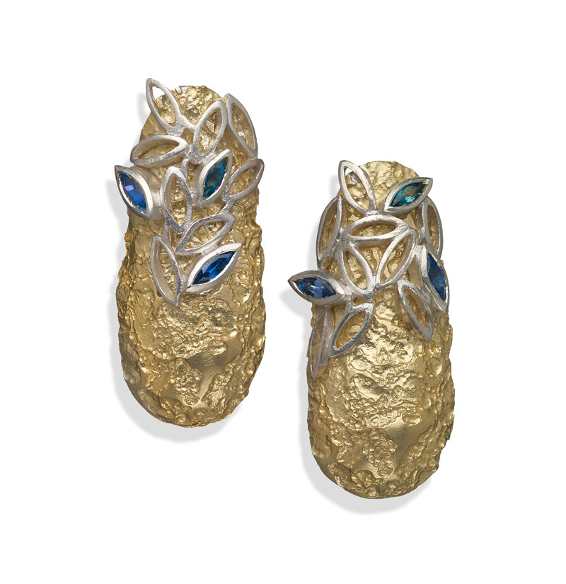 Silver & 18ct gold sapphire topaz earrings