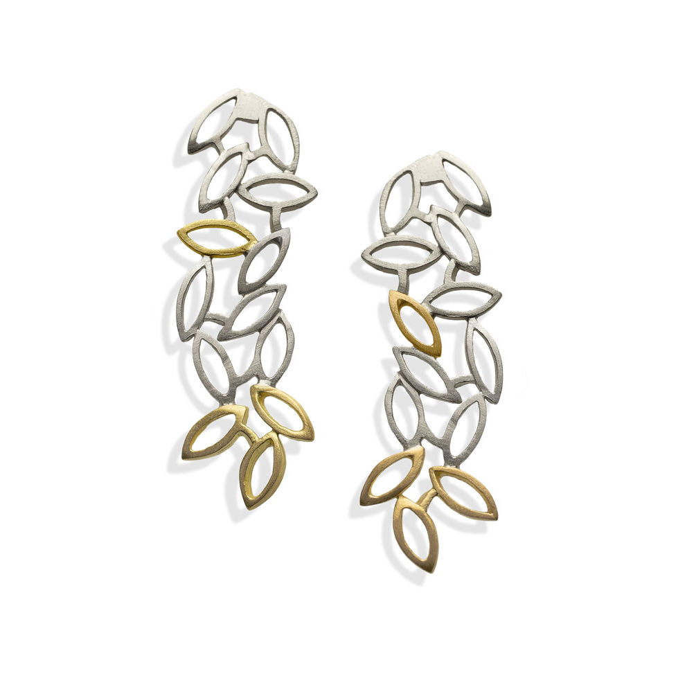 Silver, 14ct gold earrings