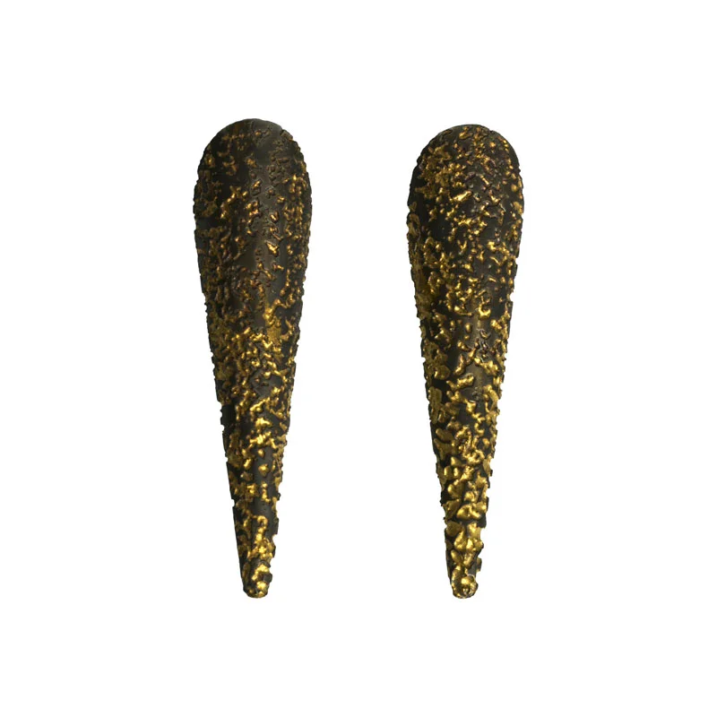 Black rhodium and gold plated etched silver teardrop earrings