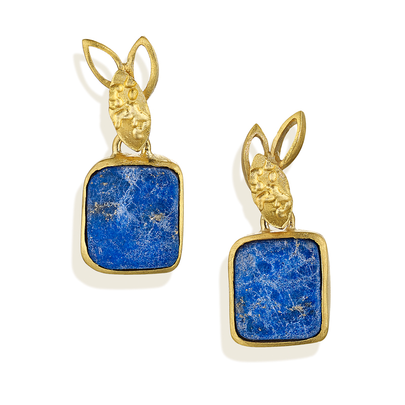 18ct gold and lapis lazuli earrings